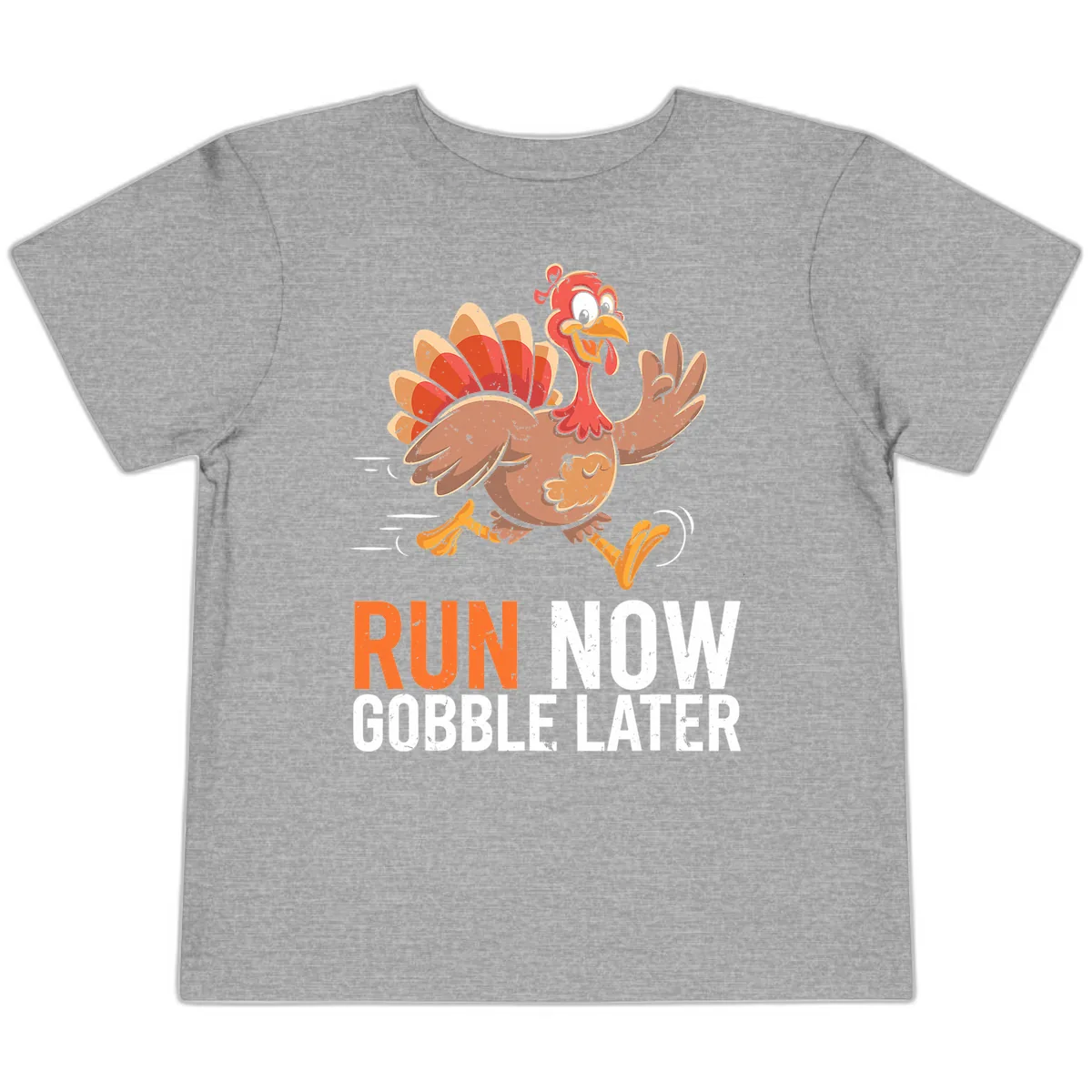Run Now Gobble Later Turkey Trot Toddler T-Shirt in Athletic Heather
