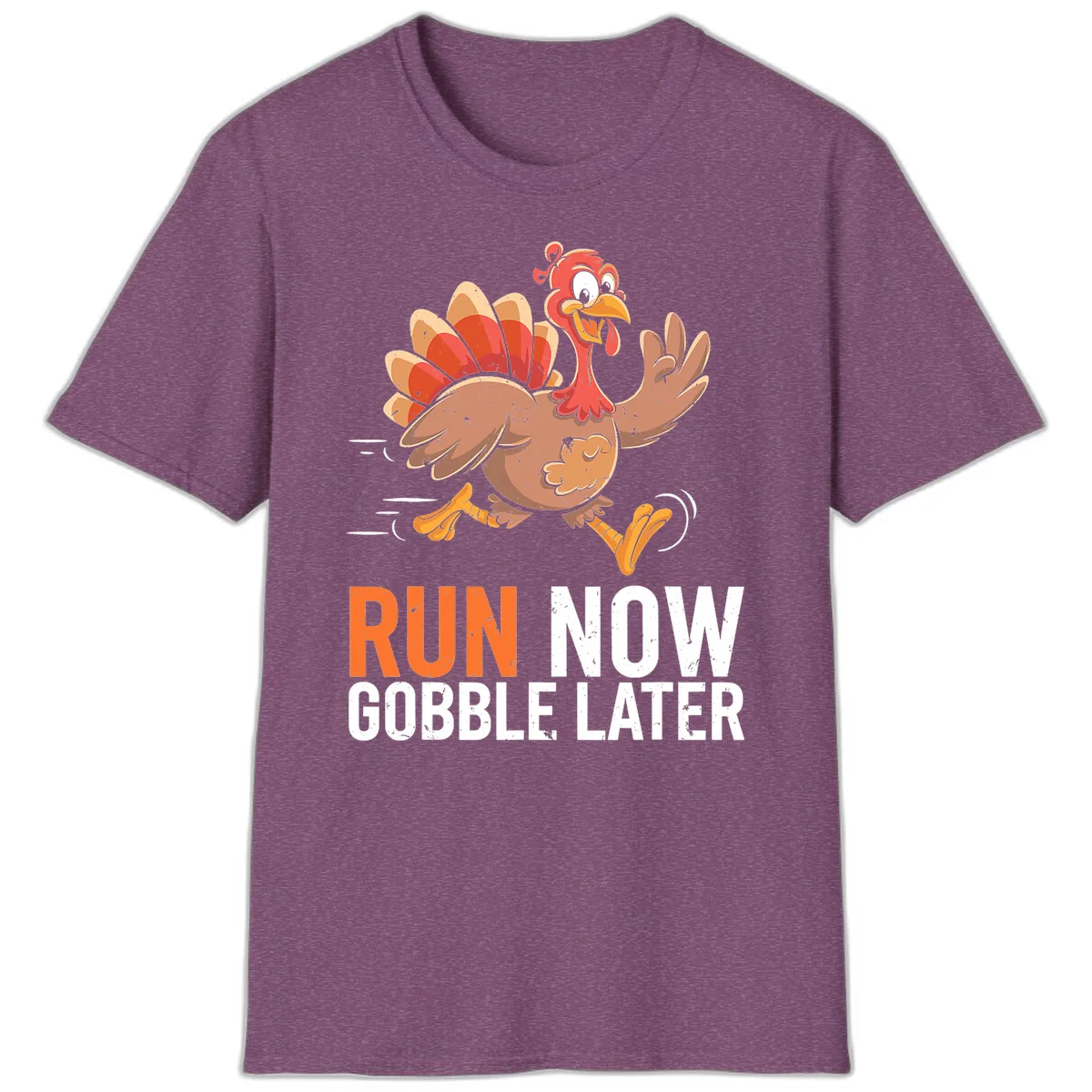 Run Now Gobble Later Turkey Trot T-Shirt in Heather Maroon