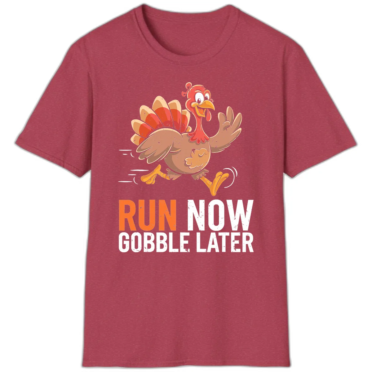 Run Now Gobble Later Turkey Trot T-Shirt in Heather Cardinal
