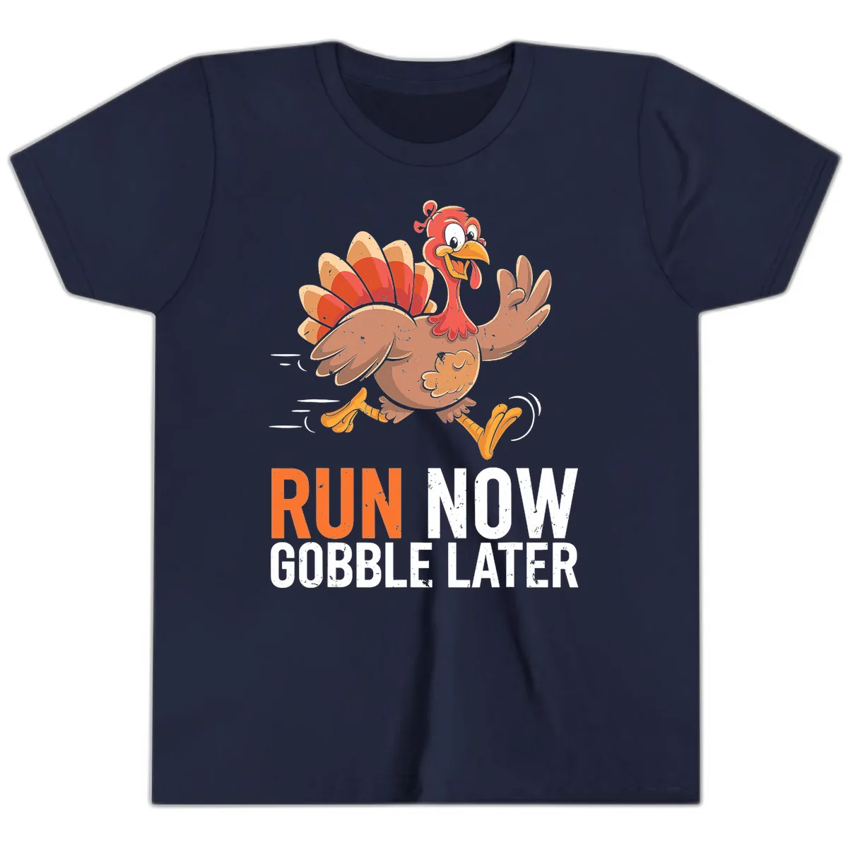 Run Now Gobble Later Turkey Trot Youth T-Shirt in Navy