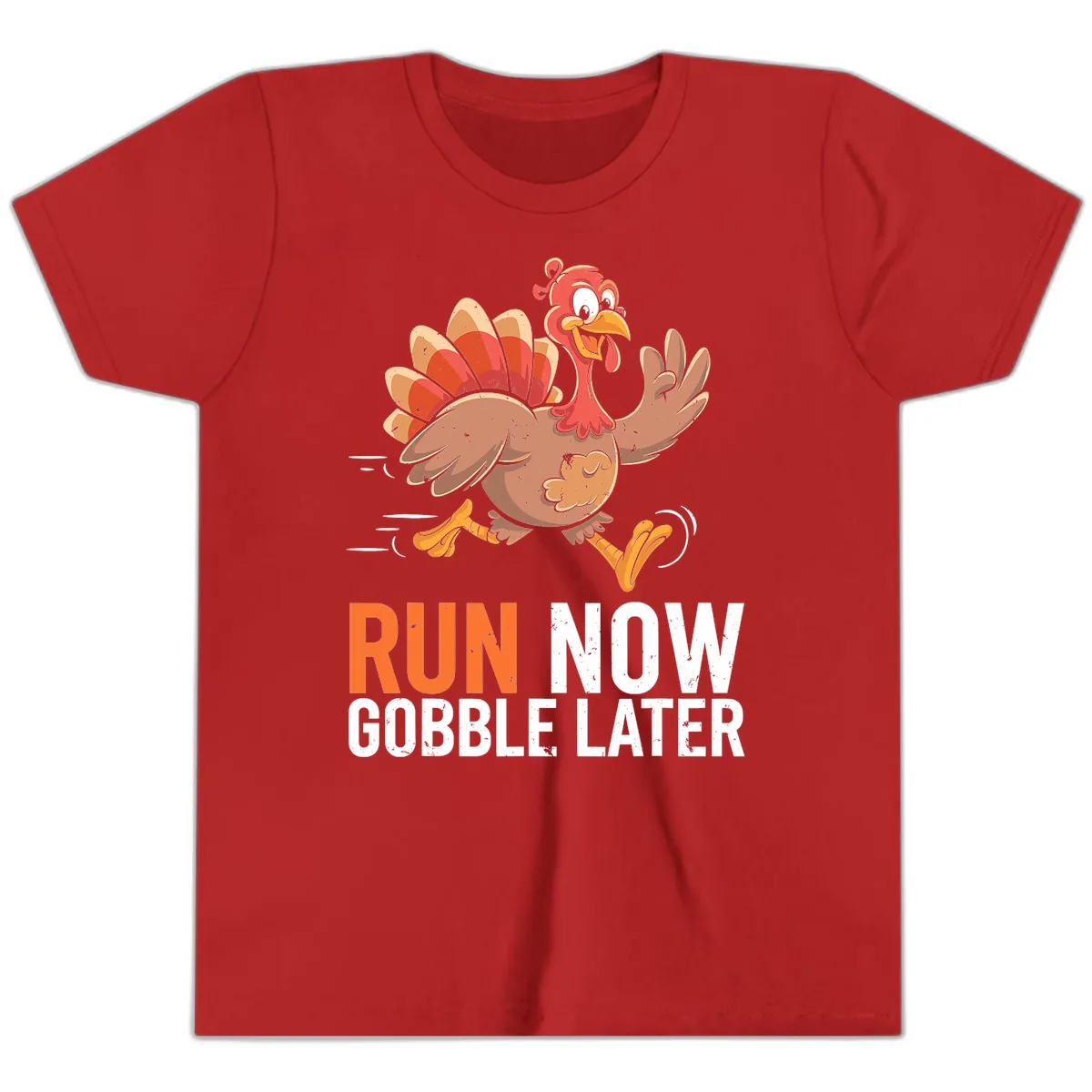 Run Now Gobble Later Turkey Trot Youth T-Shirt in Red