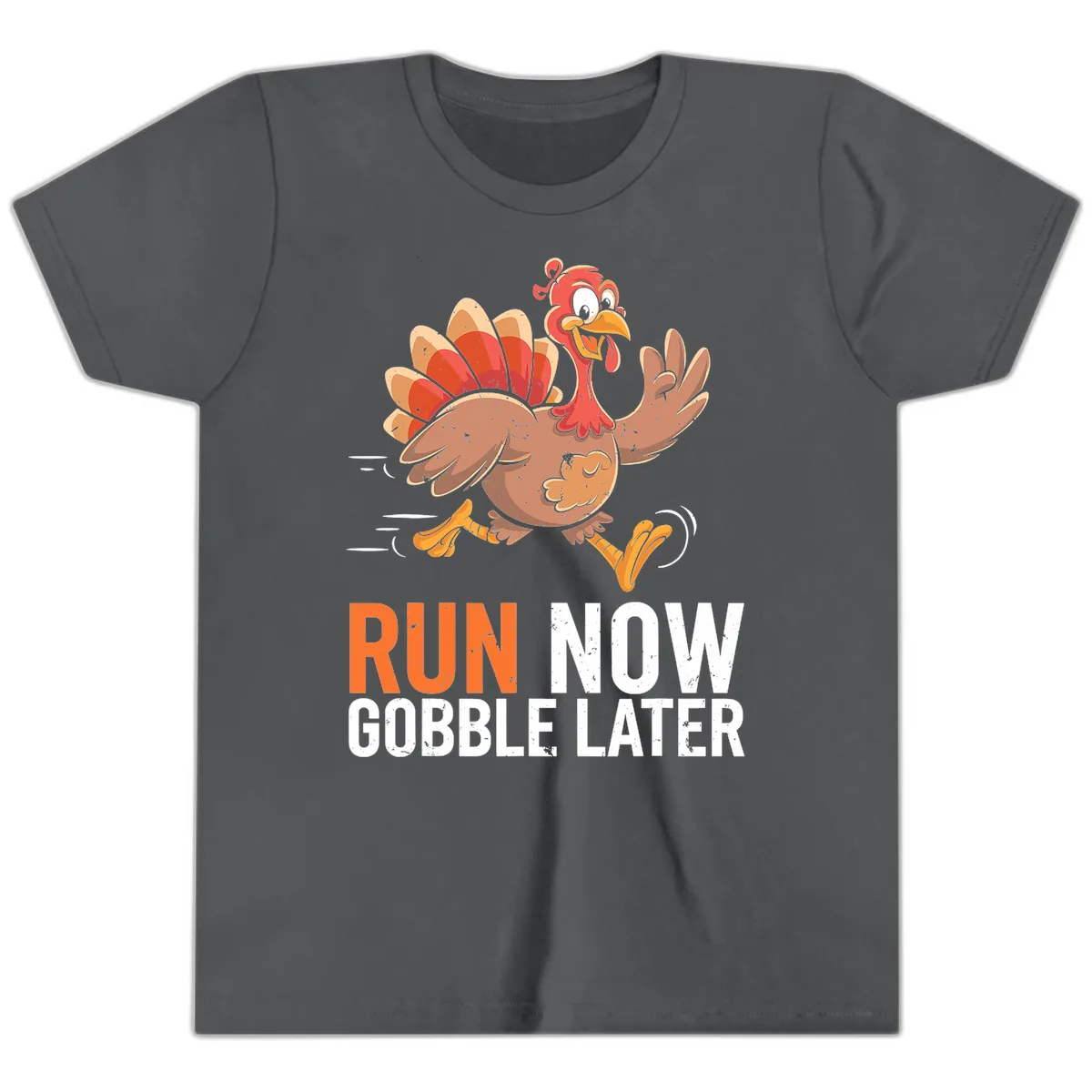 Run Now Gobble Later Turkey Trot Youth T-Shirt in Asphalt