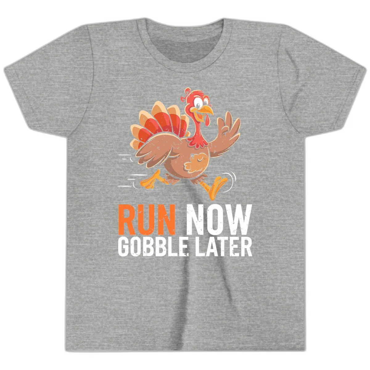 Run Now Gobble Later Turkey Trot Youth T-Shirt in Athletic Heather