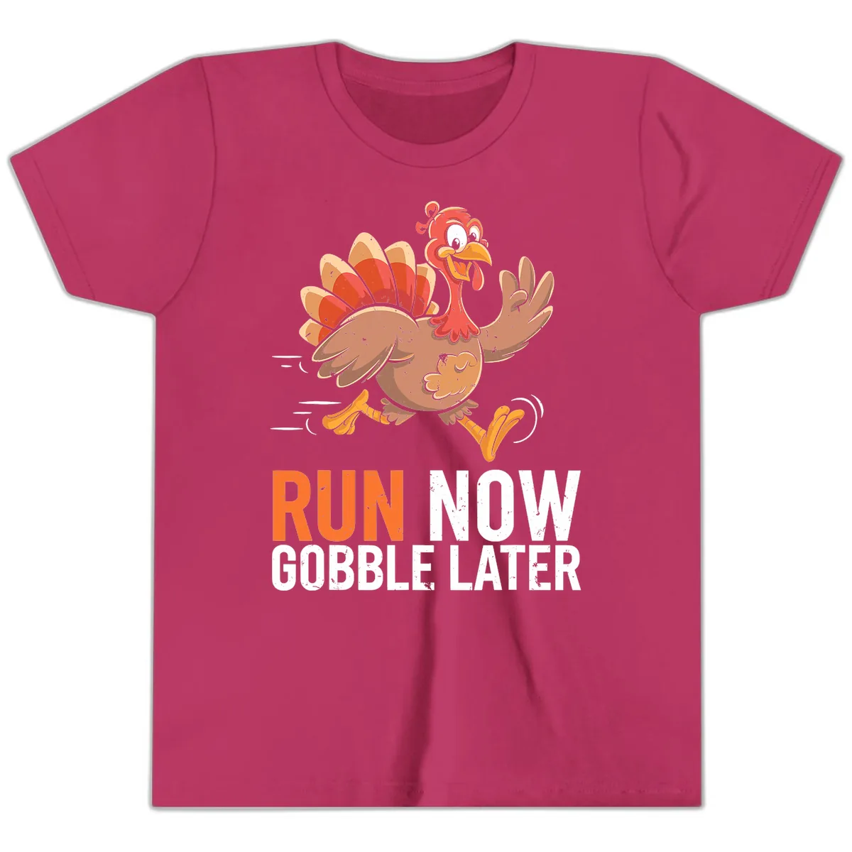 Run Now Gobble Later Turkey Trot Youth T-Shirt in Berry