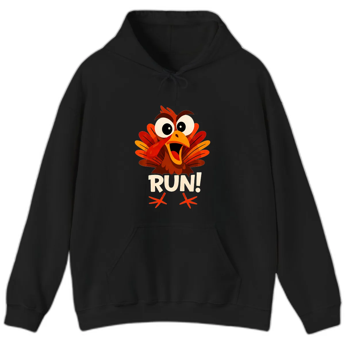 Funny Turkey Run For Your Life Hoodie in Black