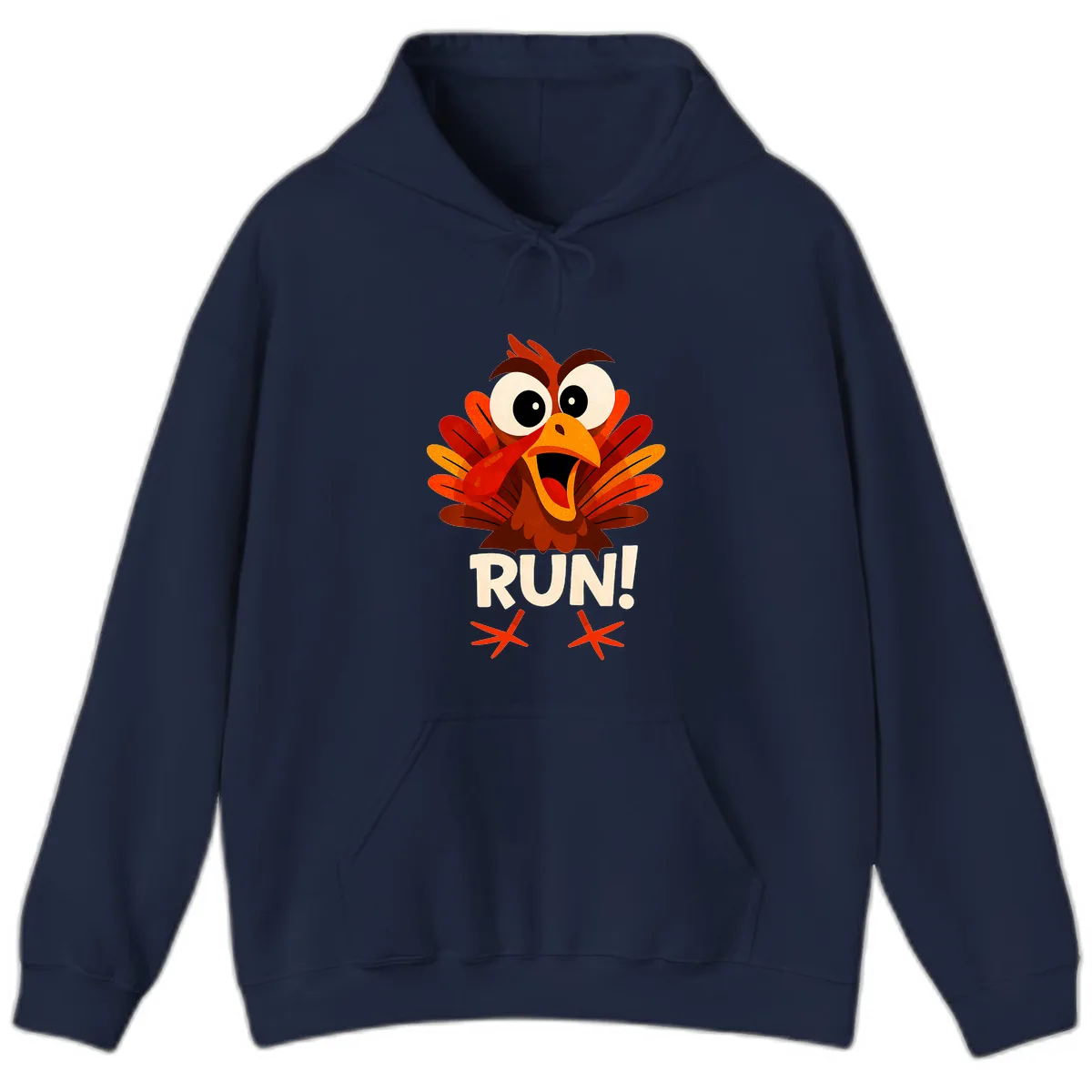 Funny Turkey Run For Your Life Hoodie in Navy