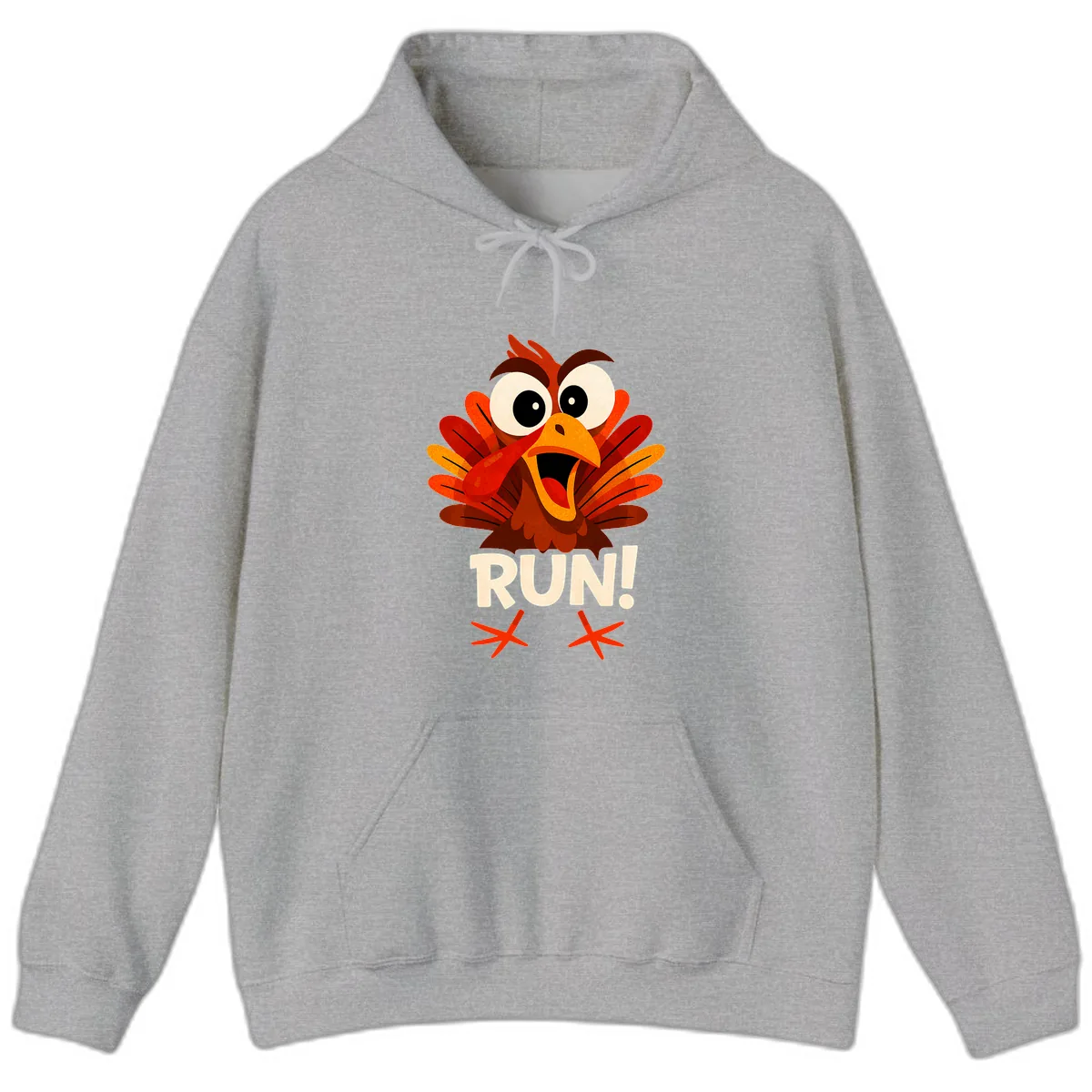 Funny Turkey Run For Your Life Hoodie in Sport Grey