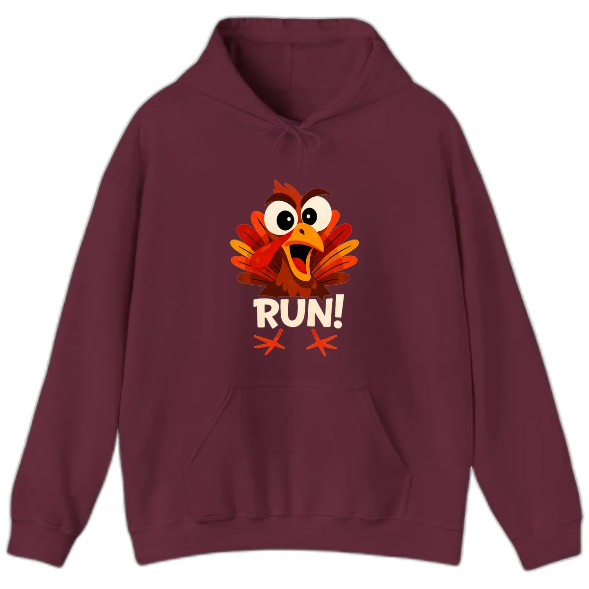 Funny Turkey Run For Your Life Hoodie in Maroon