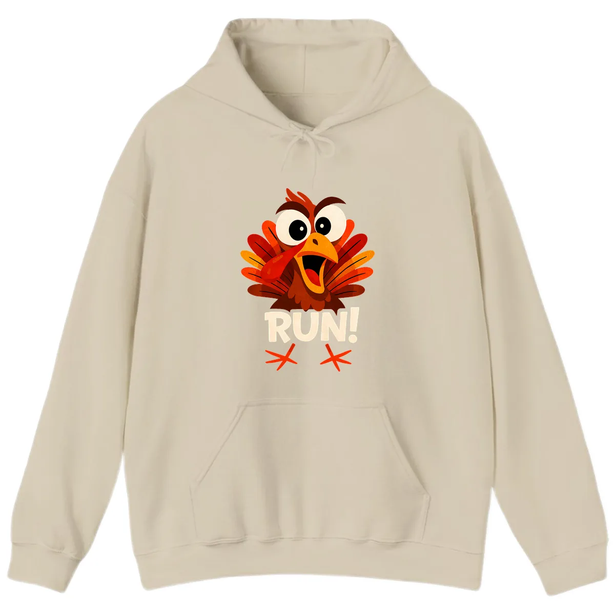 Funny Turkey Run For Your Life Hoodie in Sand