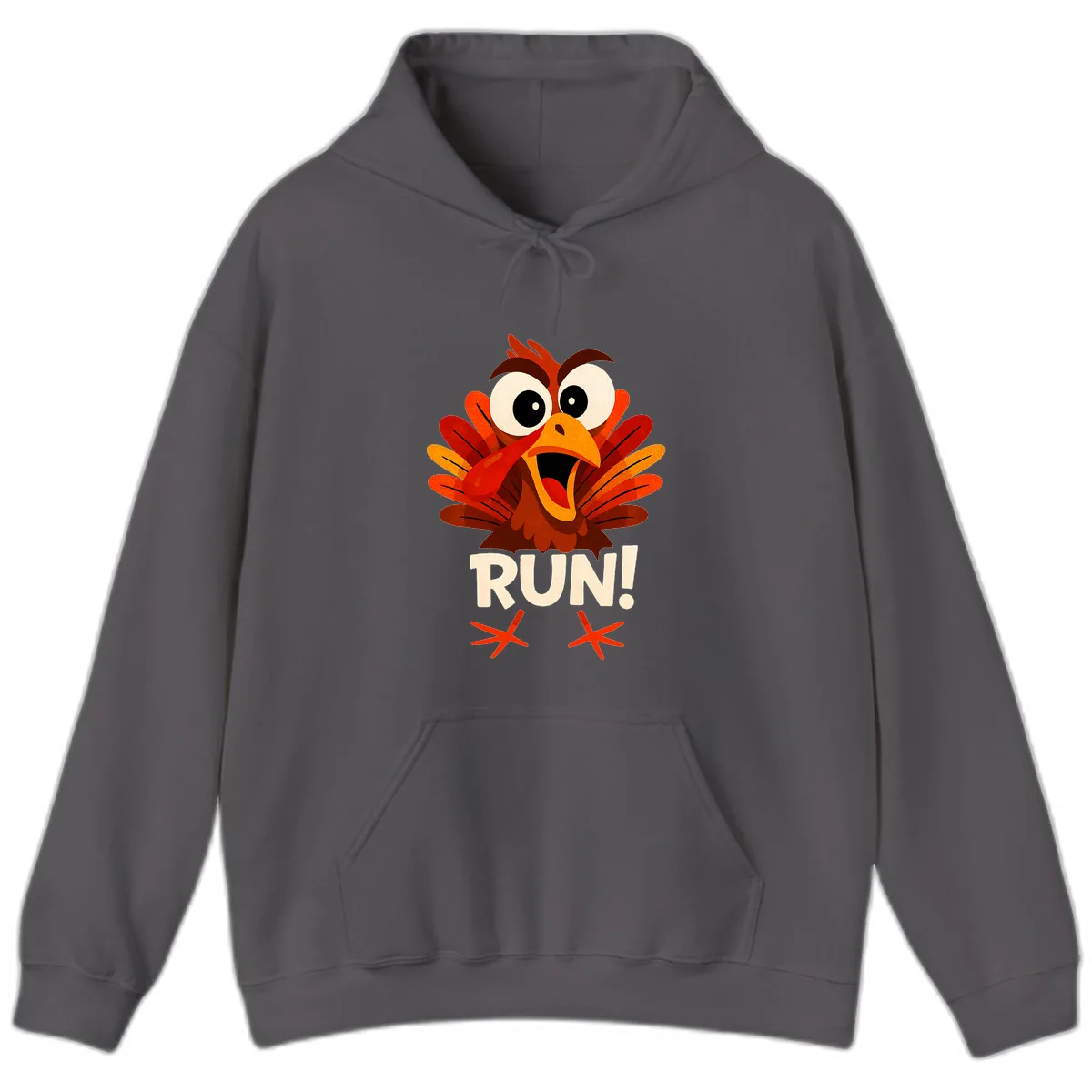 Funny Turkey Run For Your Life Hoodie in Charcoal