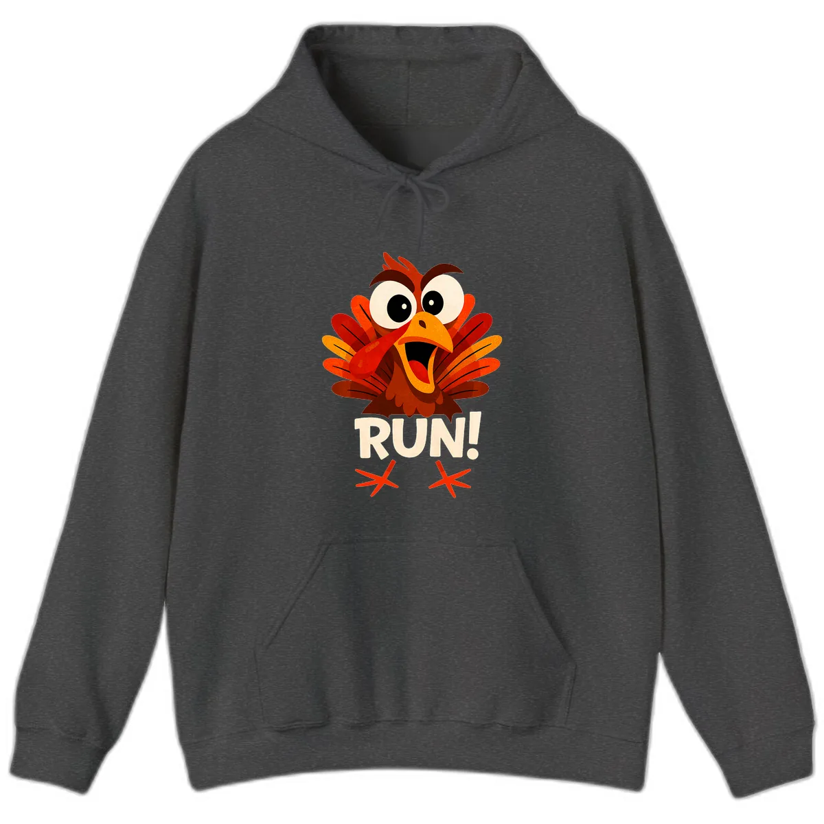 Funny Turkey Run For Your Life Hoodie in Dark Heather