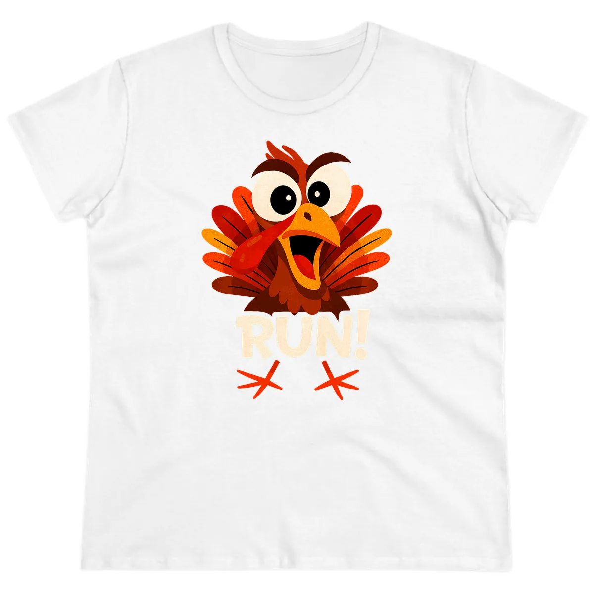 Funny Turkey Run For Your Life Ladies Tee in White