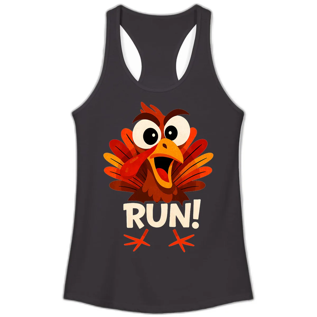 Funny Turkey Run For Your Life Ladies Tank in Black
