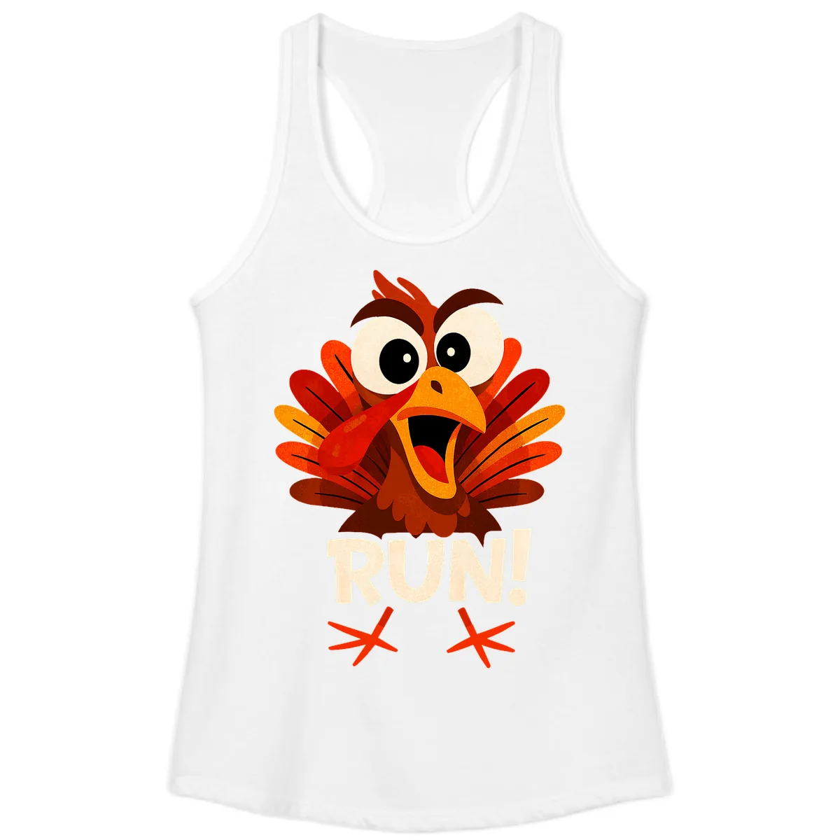 Funny Turkey Run For Your Life Ladies Tank in White