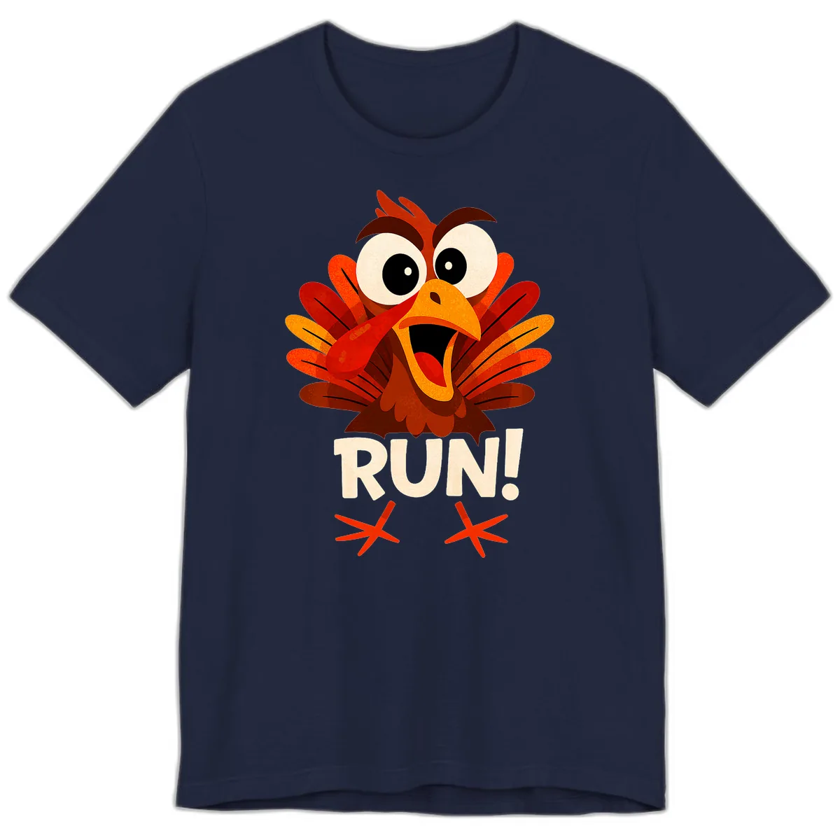 Funny Turkey Run For Your Life Premium T-Shirt in Navy
