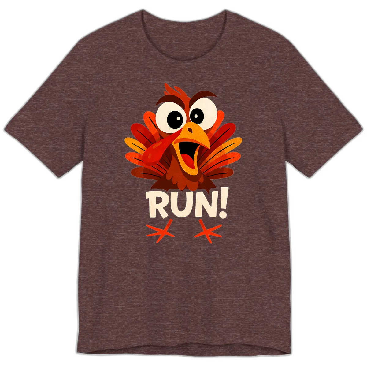 Funny Turkey Run For Your Life Premium T-Shirt in Heather Maroon