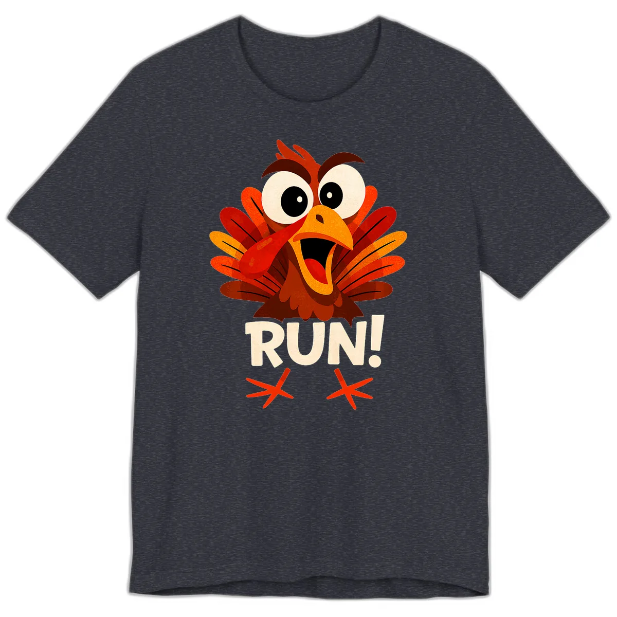 Funny Turkey Run For Your Life Premium T-Shirt in Heather Navy