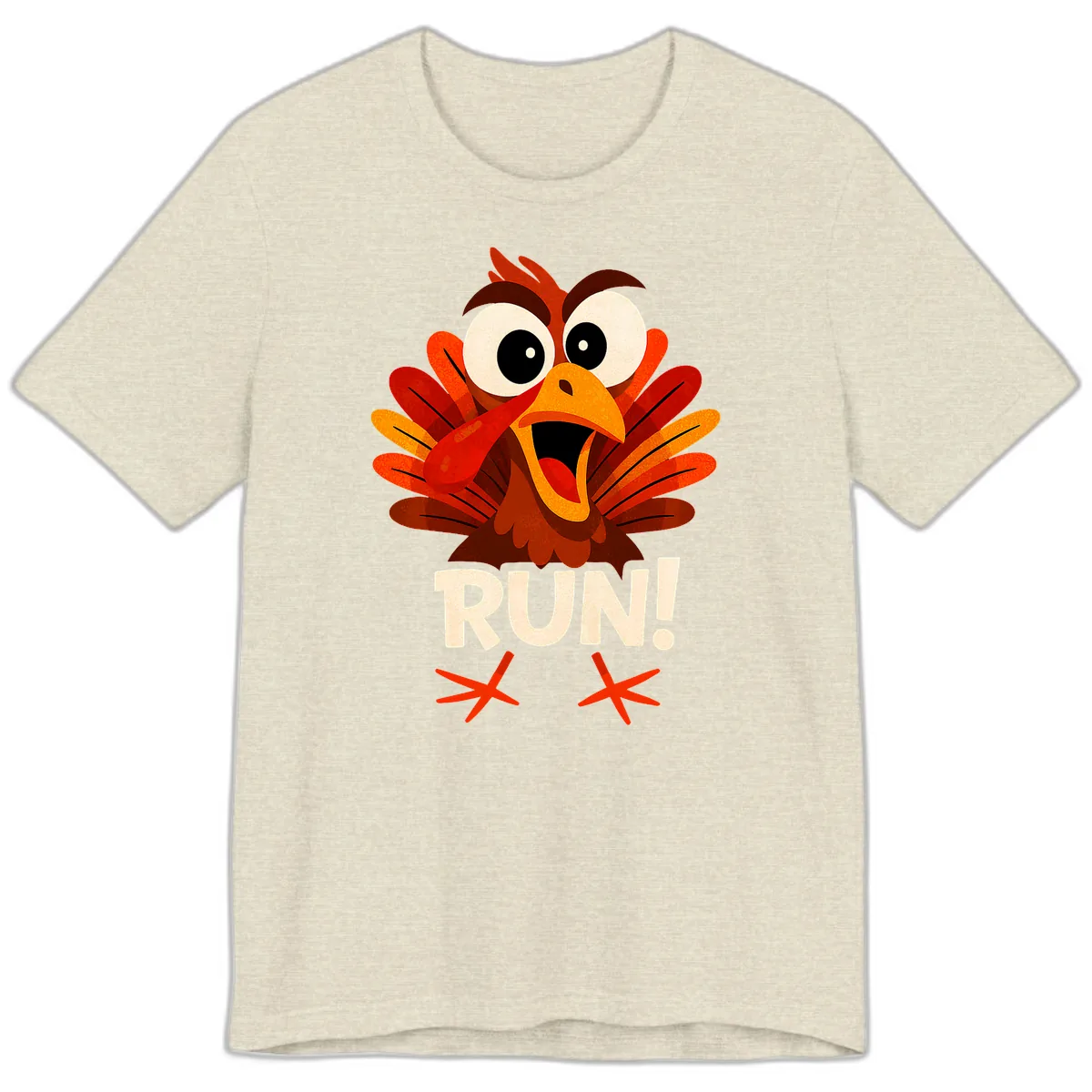 Funny Turkey Run For Your Life Premium T-Shirt in Heather Prism Natural