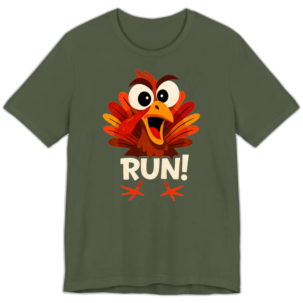 Funny Turkey Run For Your Life Premium T-Shirt in Military Green
