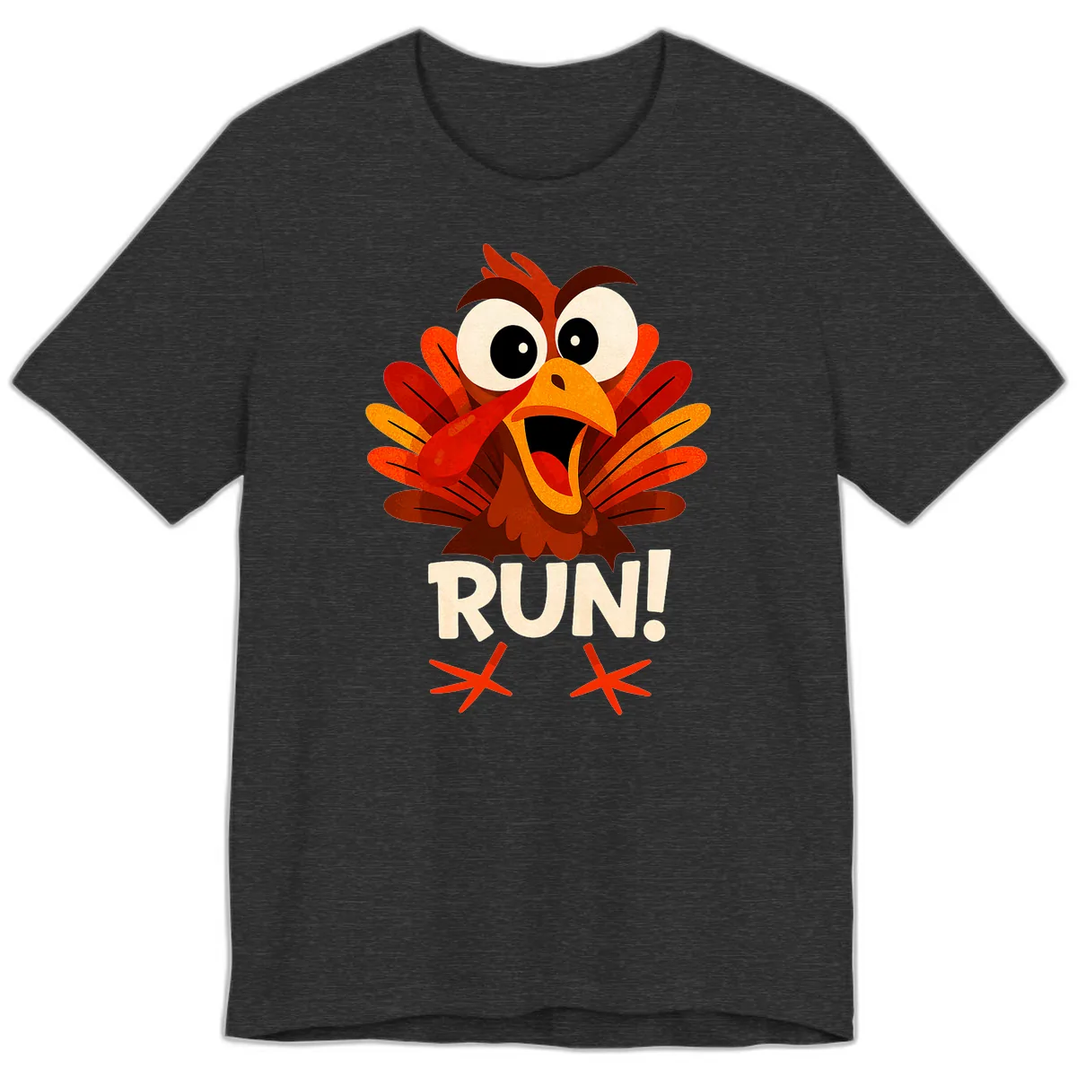 Funny Turkey Run For Your Life Premium T-Shirt in Dark Grey Heather