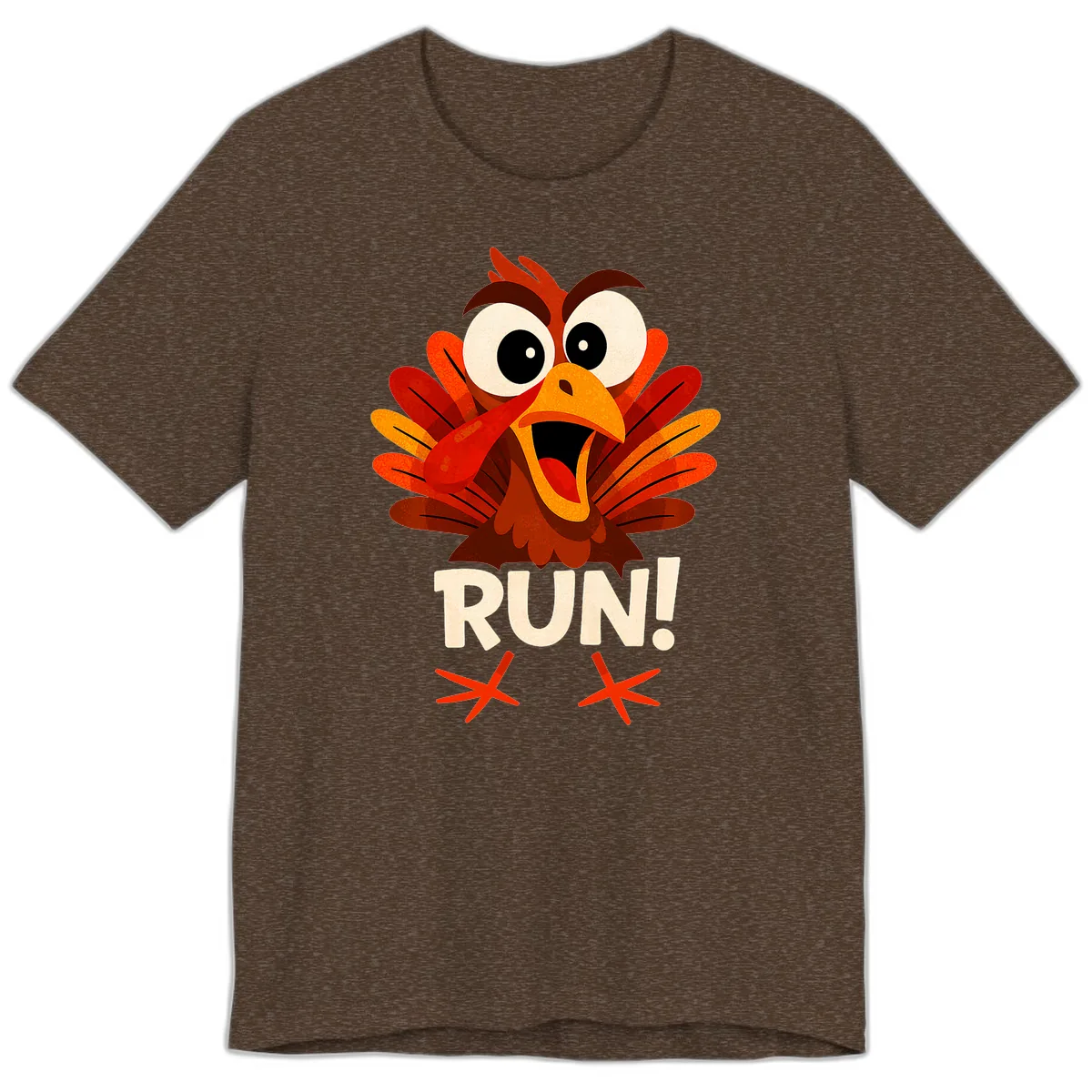 Funny Turkey Run For Your Life Premium T-Shirt in Heather Brown