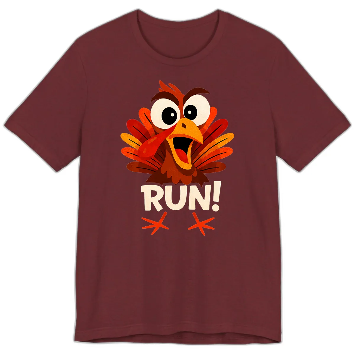 Funny Turkey Run For Your Life Premium T-Shirt in Heather Cardinal