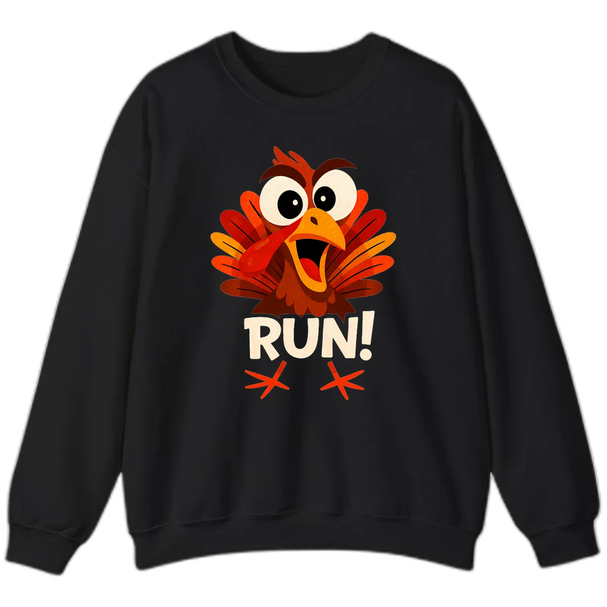 Funny Turkey Run For Your Life Sweatshirt in Black