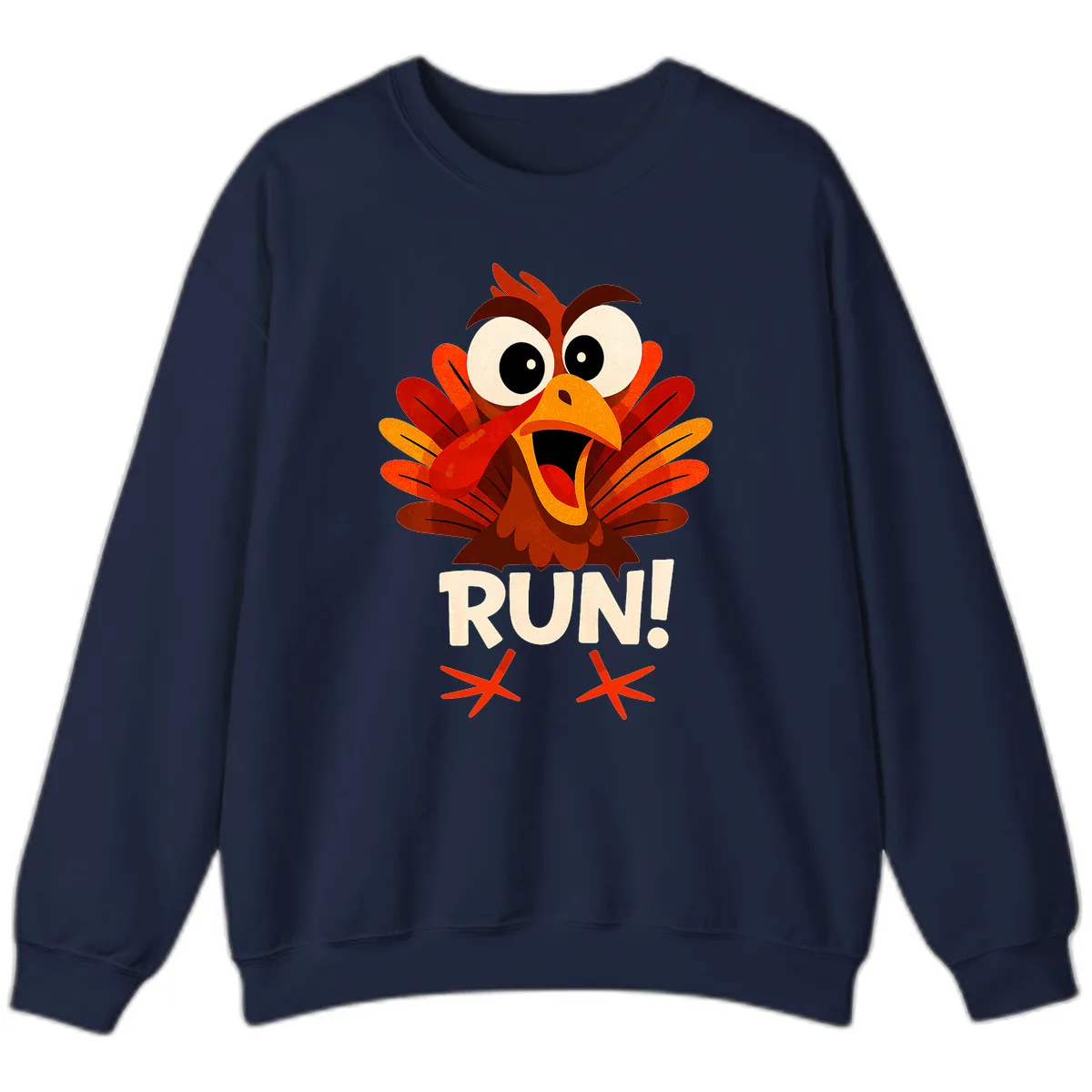 Funny Turkey Run For Your Life Sweatshirt in Navy