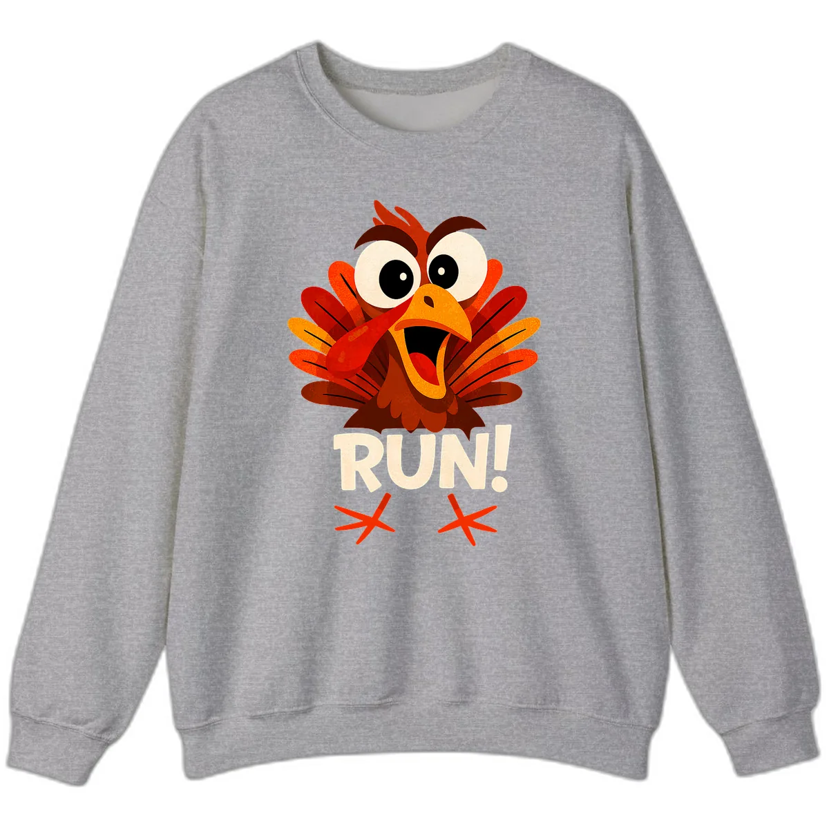 Funny Turkey Run For Your Life Sweatshirt in Sport Grey
