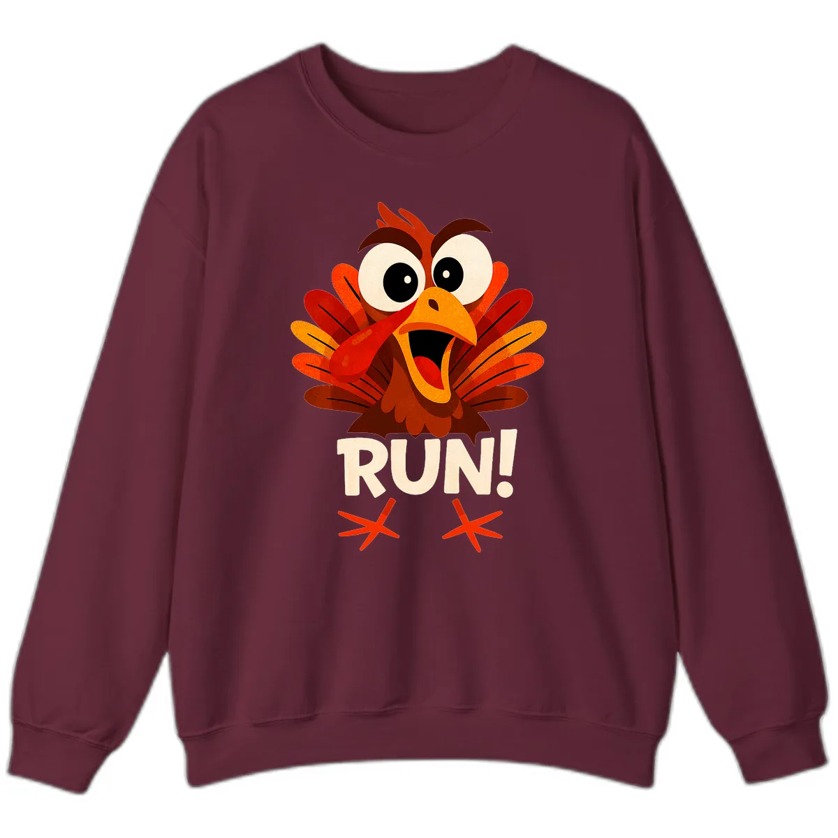 Funny Turkey Run For Your Life Sweatshirt in Maroon