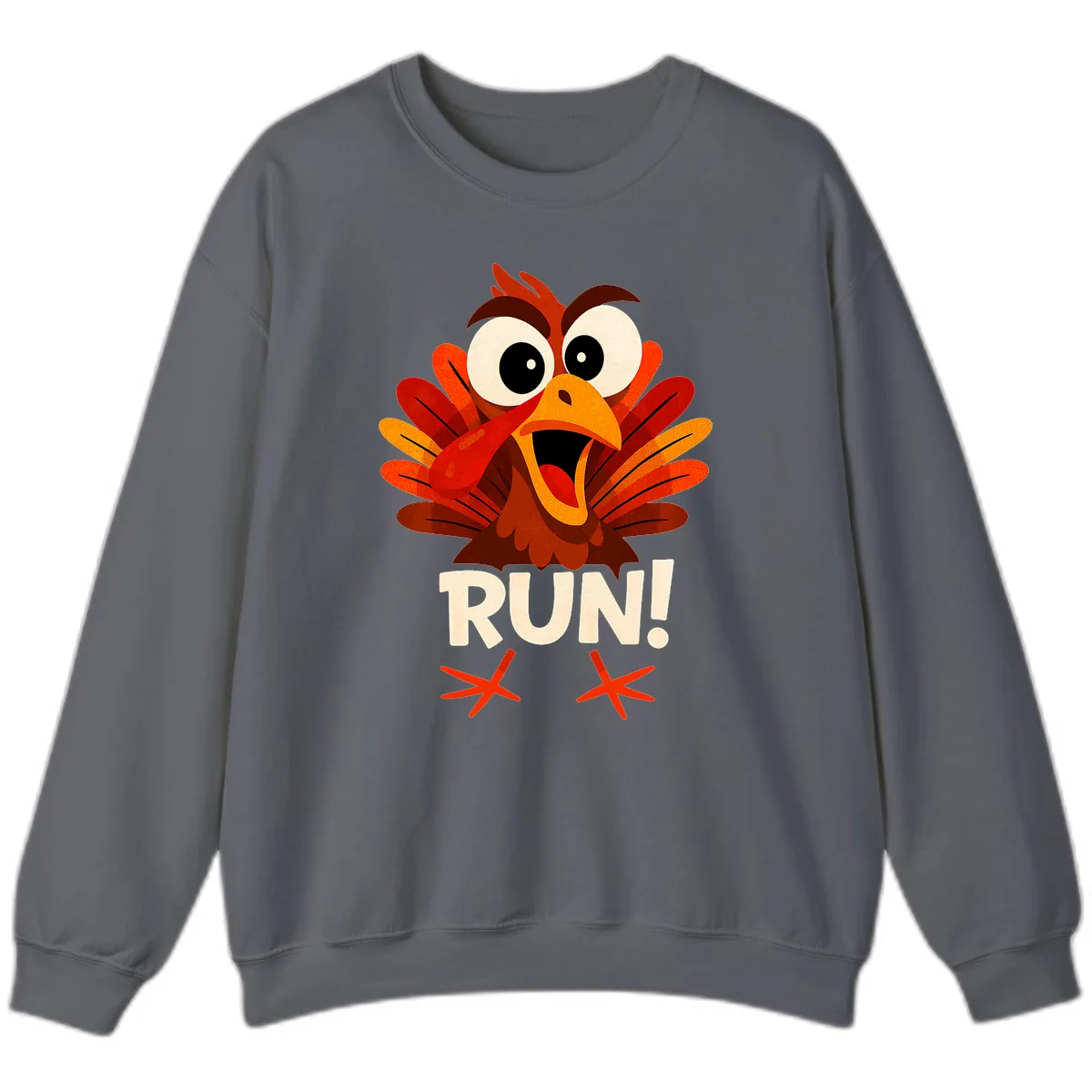 Funny Turkey Run For Your Life Sweatshirt in Charcoal