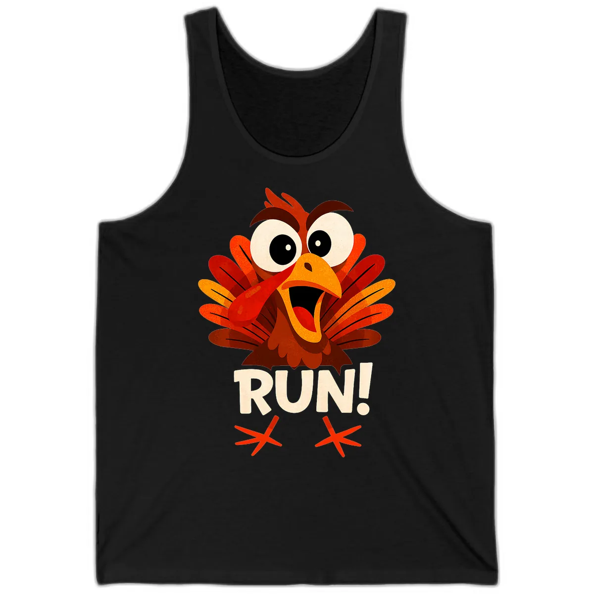 Funny Turkey Run For Your Life Tank in Black