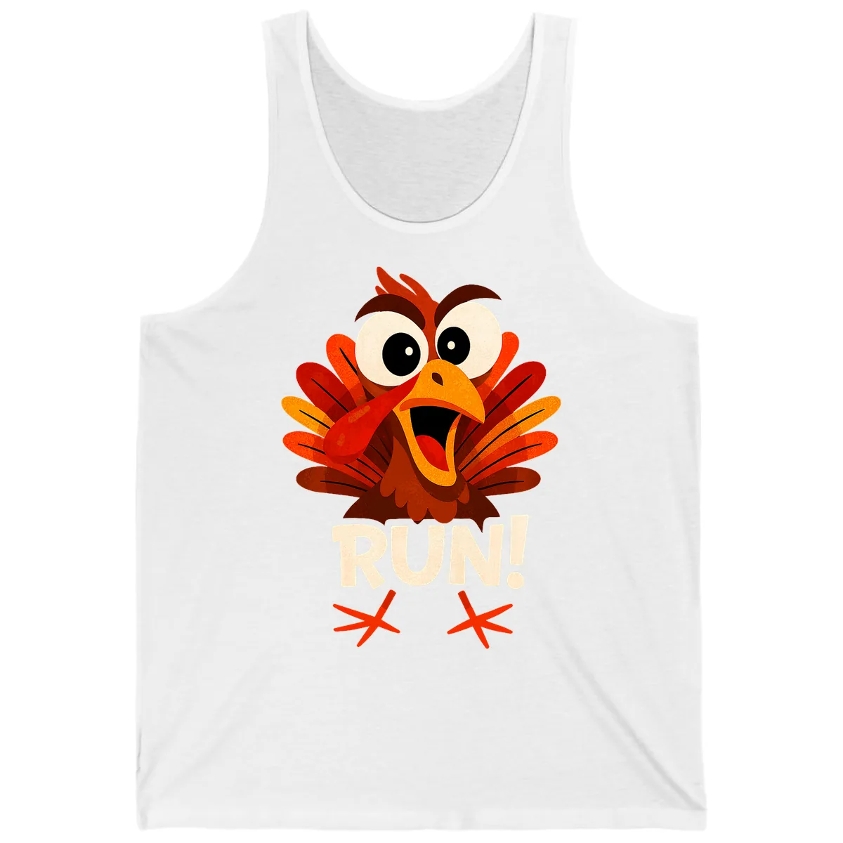 Funny Turkey Run For Your Life Tank in White