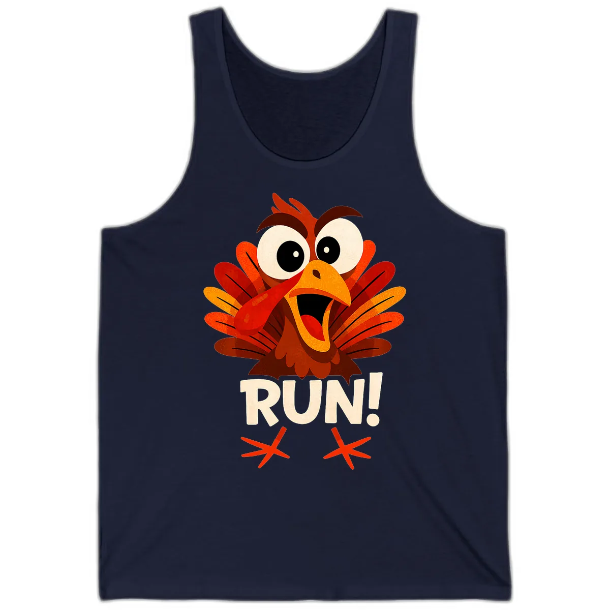 Funny Turkey Run For Your Life Tank in Navy