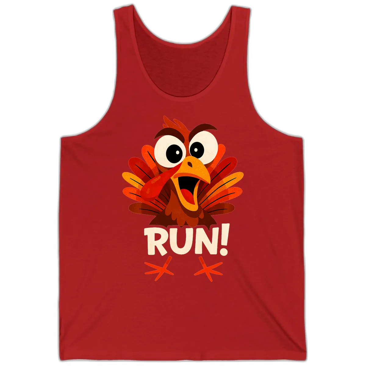 Funny Turkey Run For Your Life Tank in Red