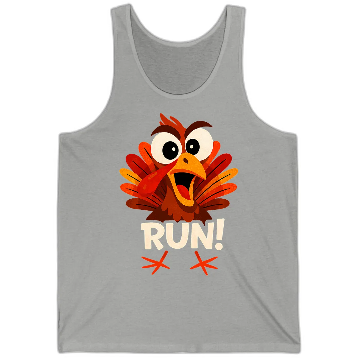Funny Turkey Run For Your Life Tank in Athletic Heather