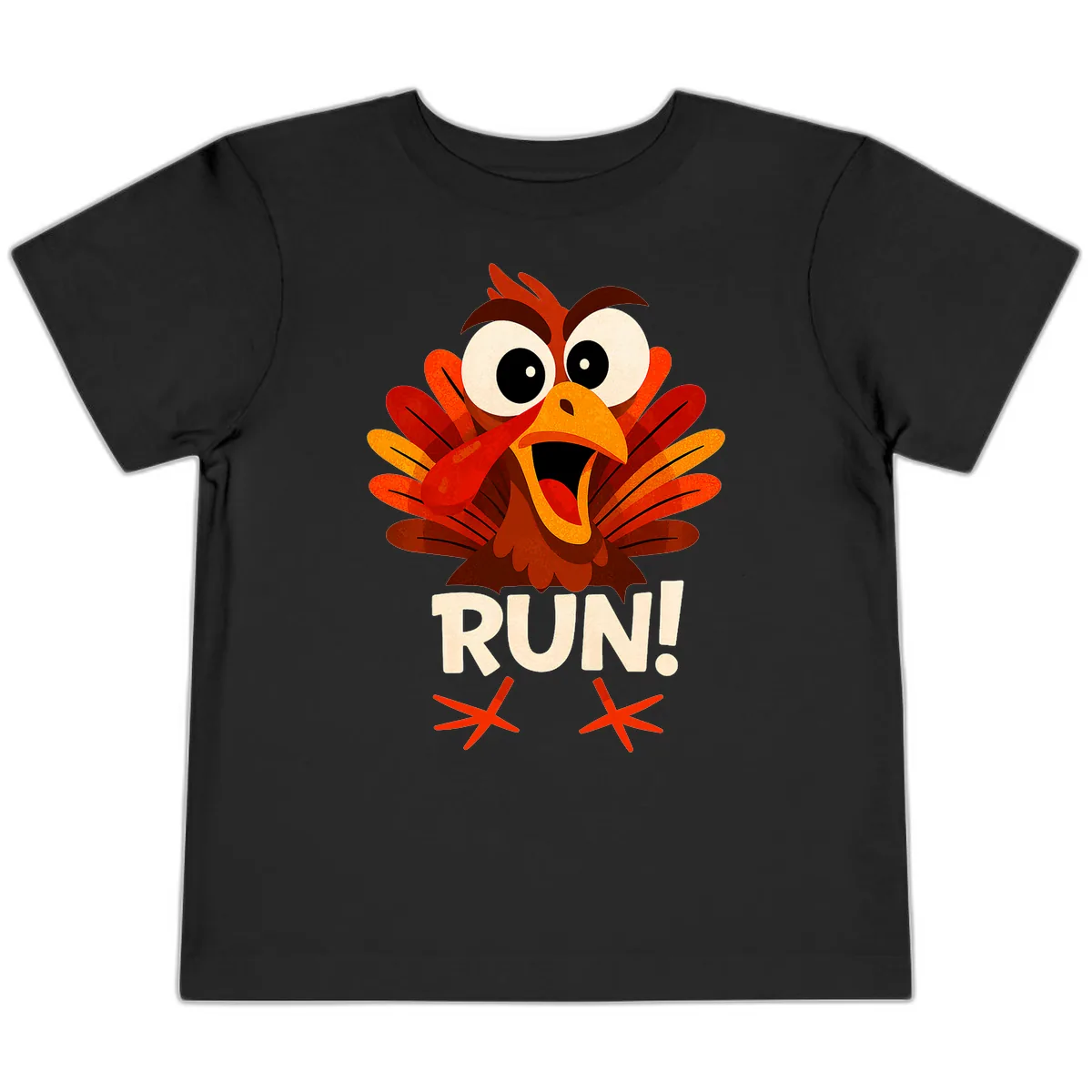 Funny Turkey Run For Your Life Toddler T-Shirt in Black