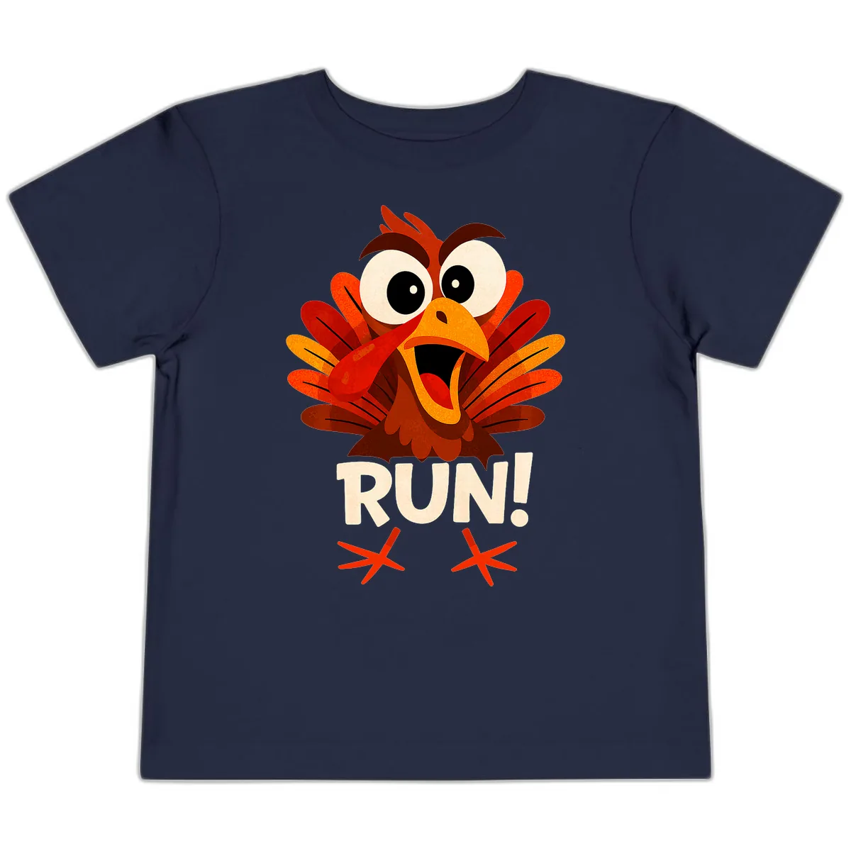 Funny Turkey Run For Your Life Toddler T-Shirt in Navy