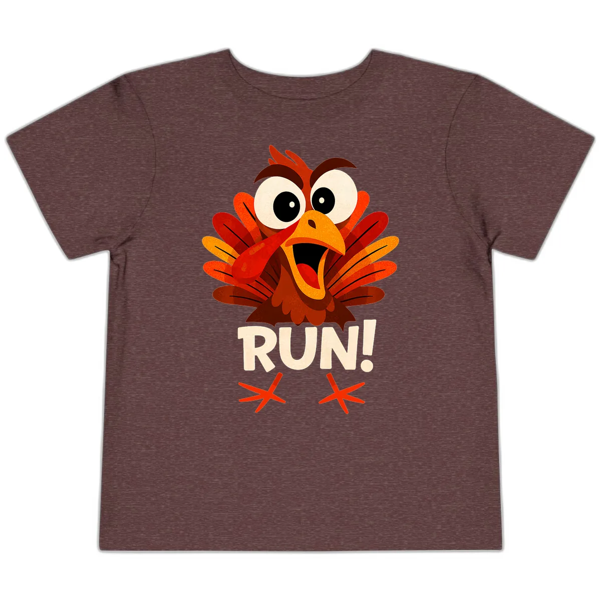 Funny Turkey Run For Your Life Toddler T-Shirt in Heather Maroon