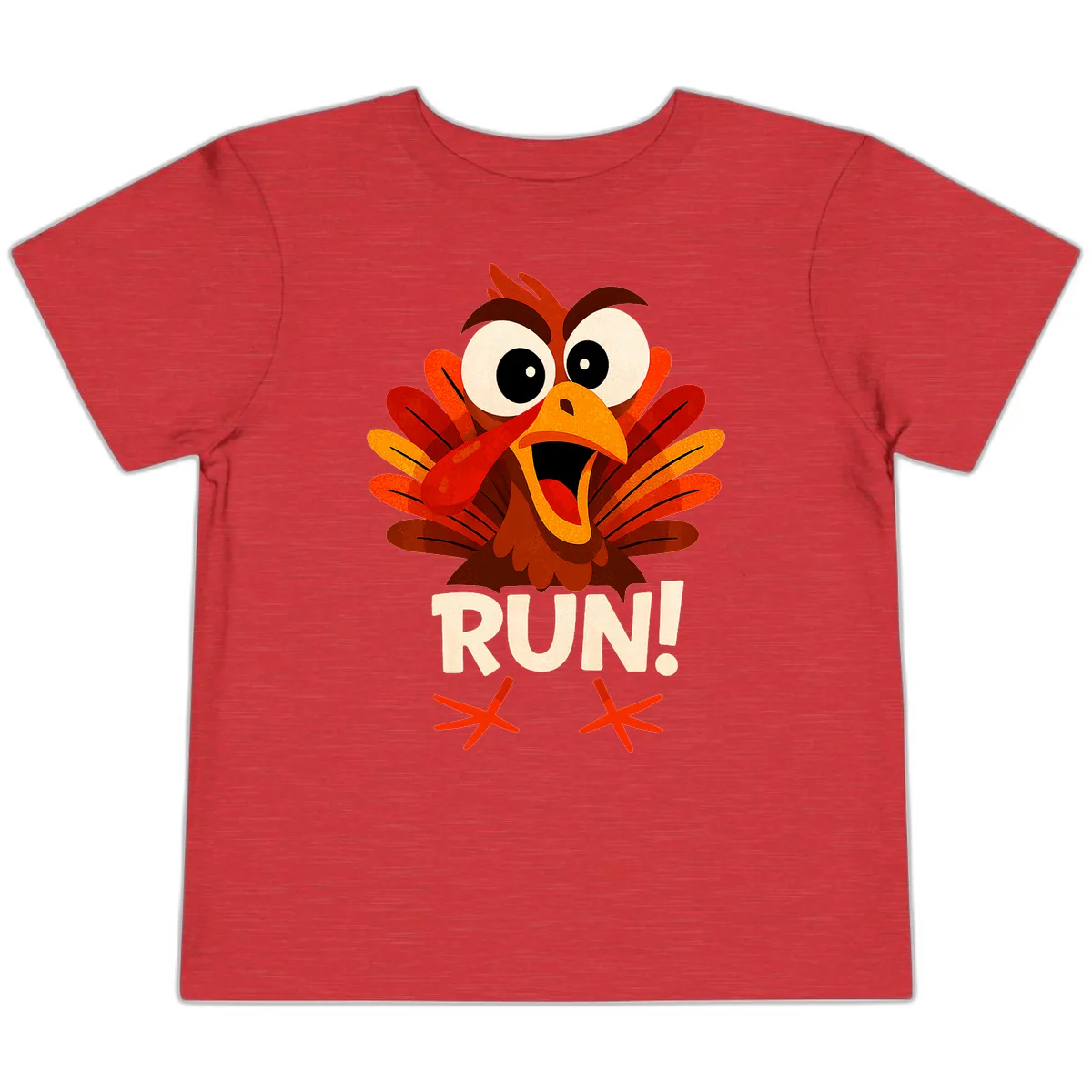 Funny Turkey Run For Your Life Toddler T-Shirt in Heather Red