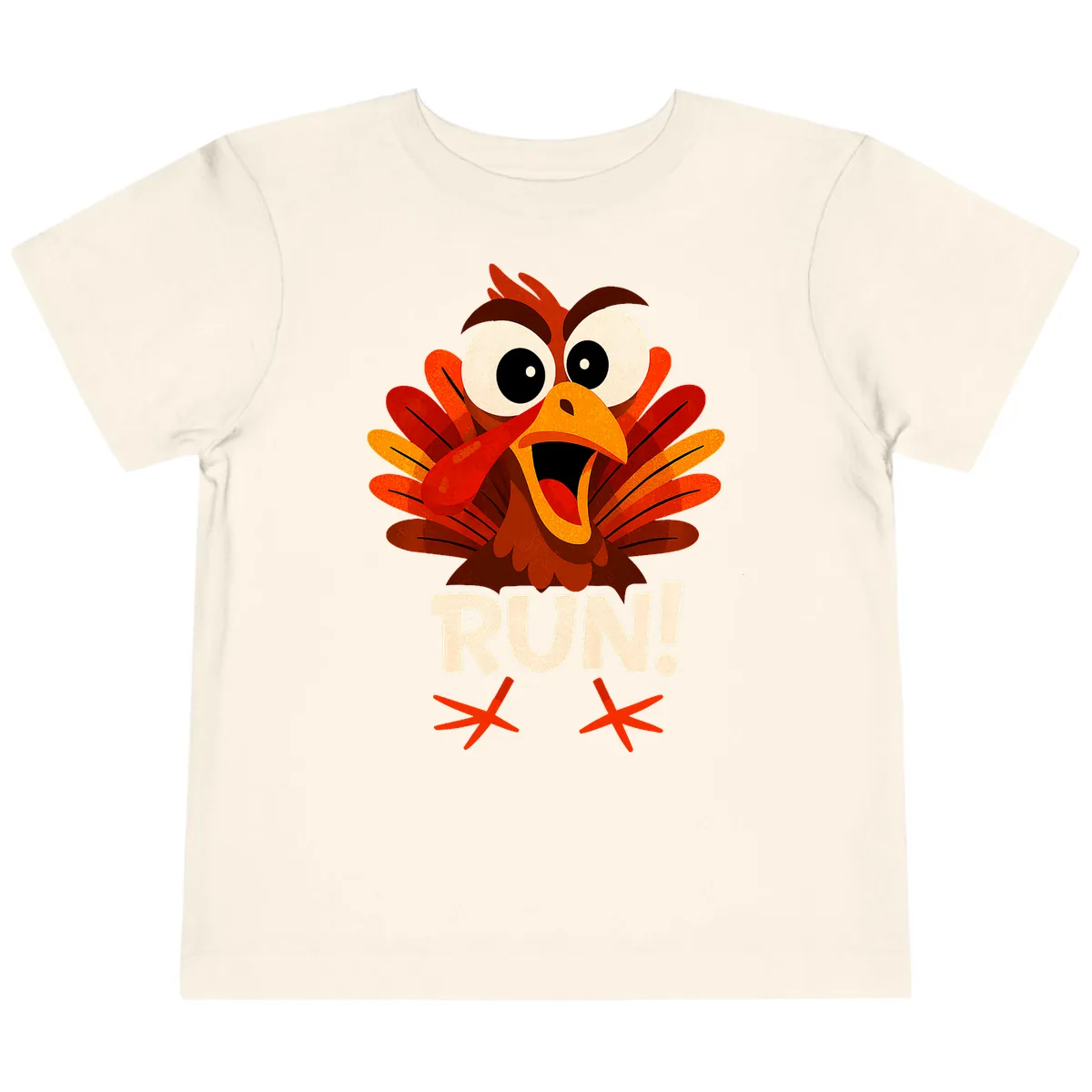 Funny Turkey Run For Your Life Toddler T-Shirt in Natural