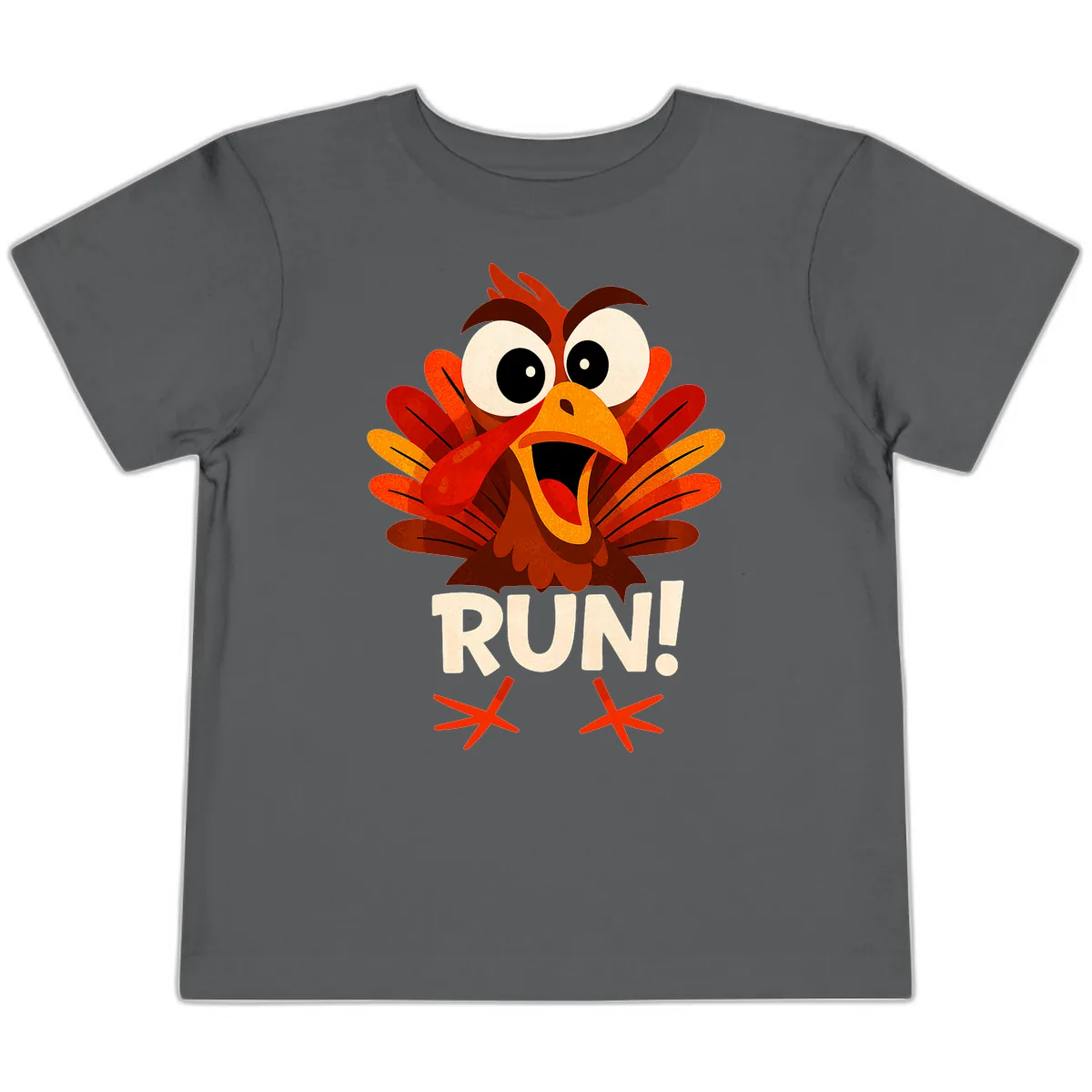 Funny Turkey Run For Your Life Toddler T-Shirt in Asphalt