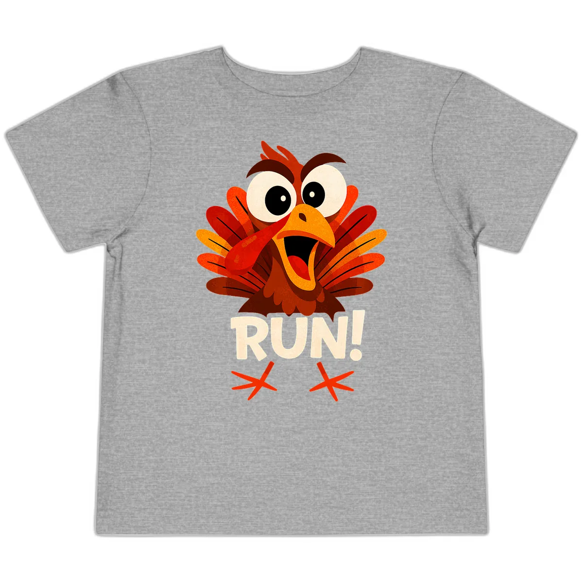 Funny Turkey Run For Your Life Toddler T-Shirt in Athletic Heather