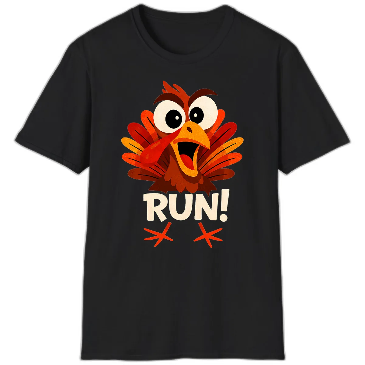 Funny Turkey Run For Your Life T-Shirt in Black