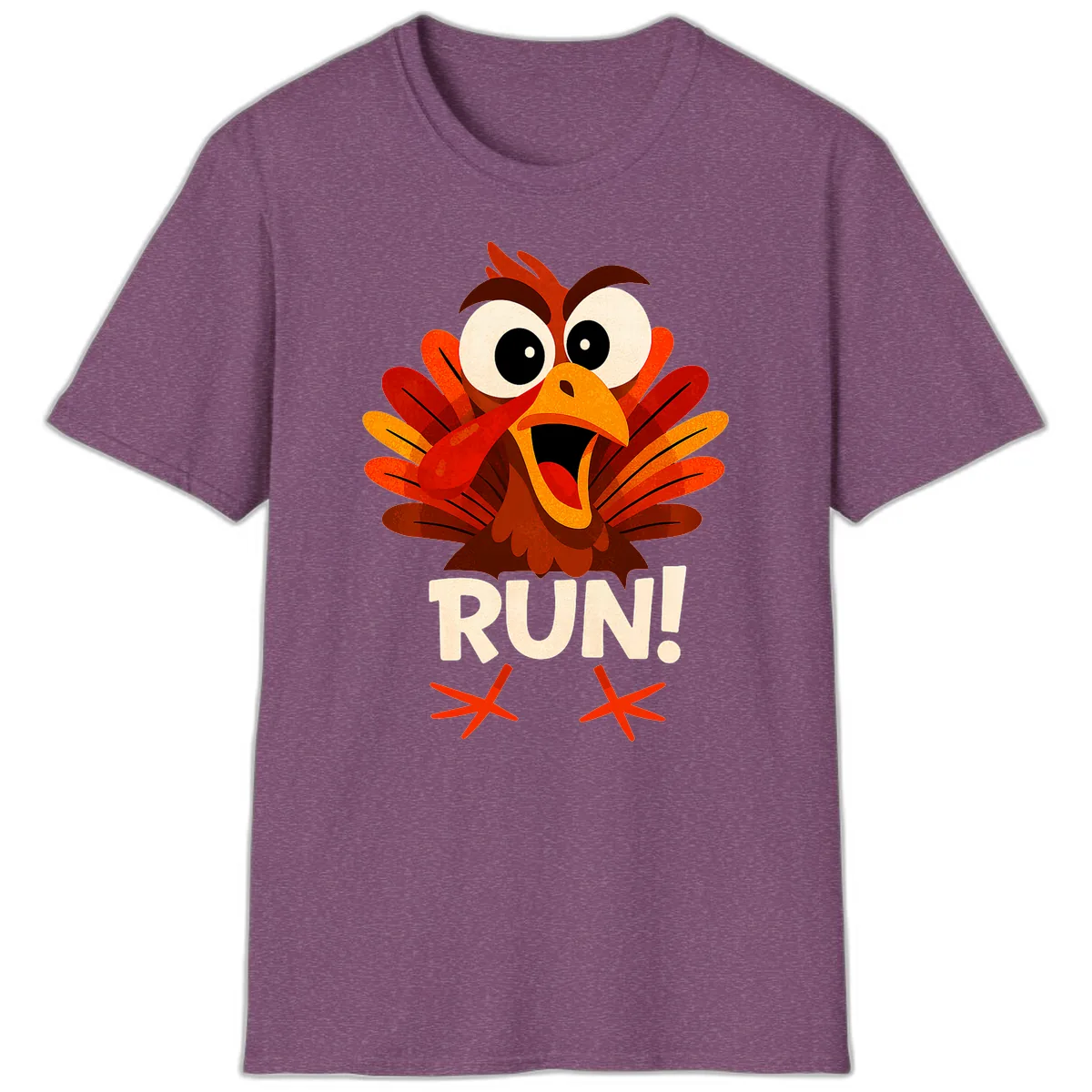 Funny Turkey Run For Your Life T-Shirt in Heather Maroon