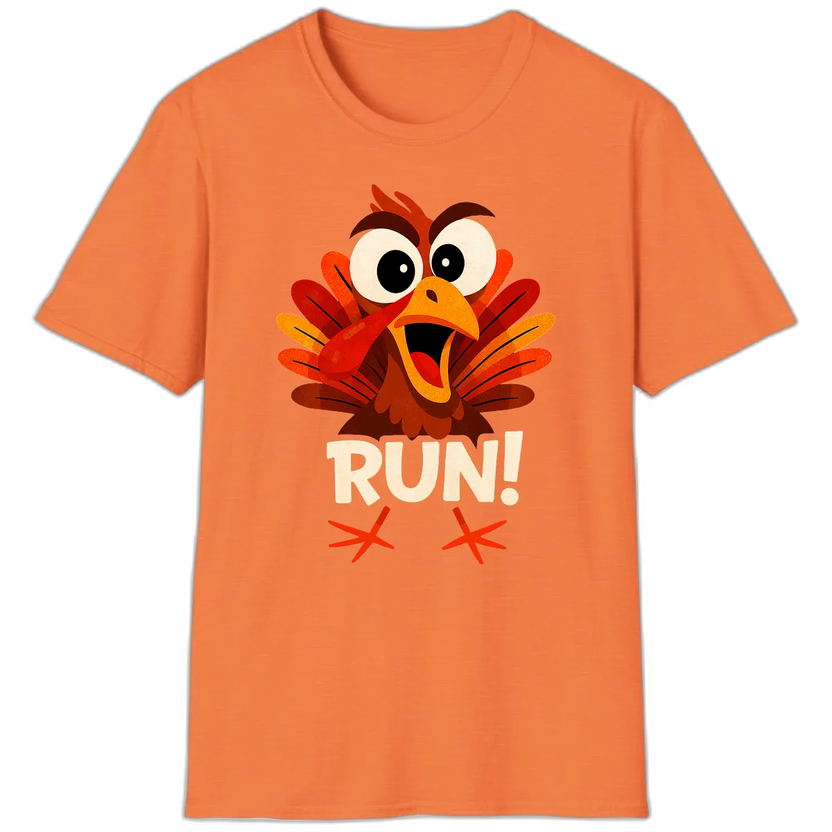 Funny Turkey Run For Your Life T-Shirt in Heather Orange
