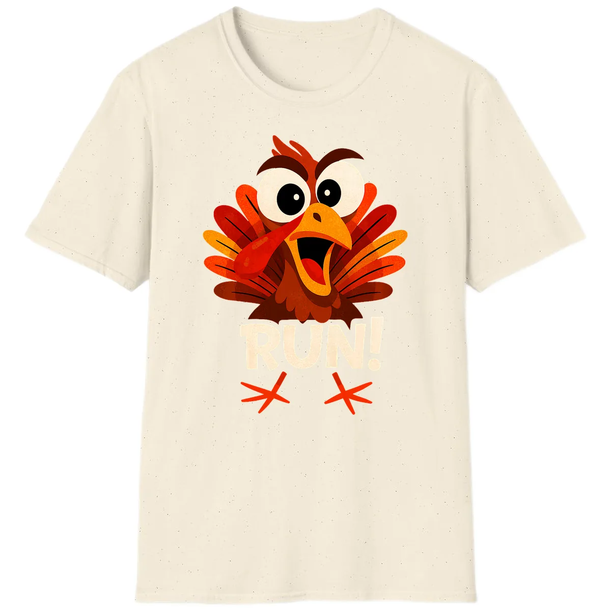 Funny Turkey Run For Your Life T-Shirt in Natural