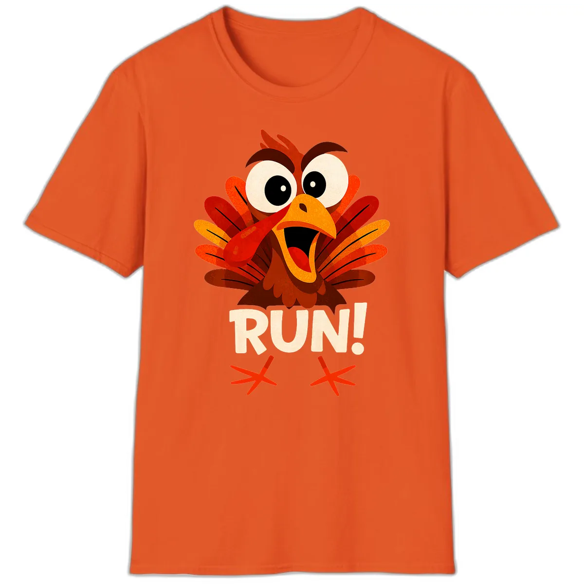 Funny Turkey Run For Your Life T-Shirt in Orange