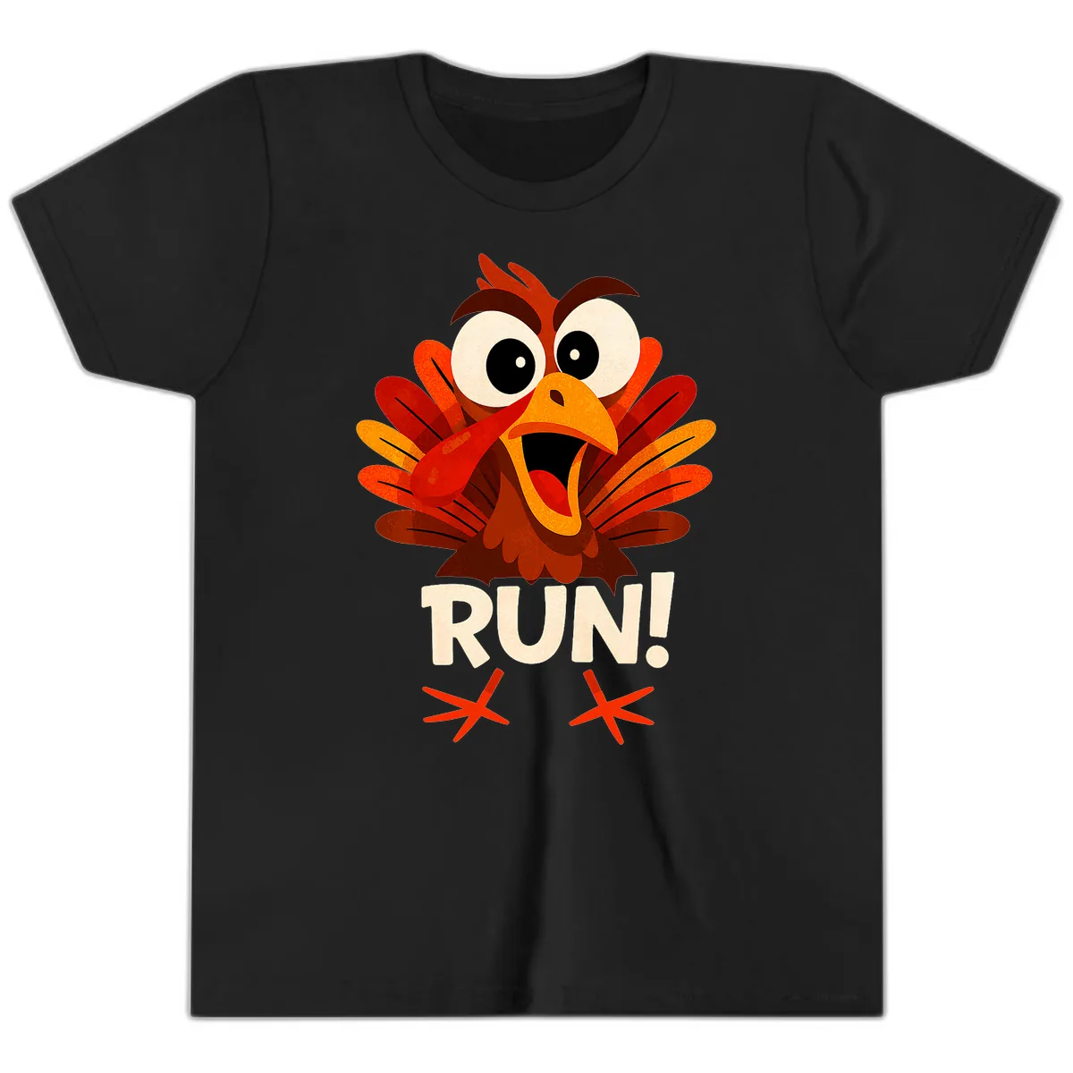 Funny Turkey Run For Your Life Youth T-Shirt in Black