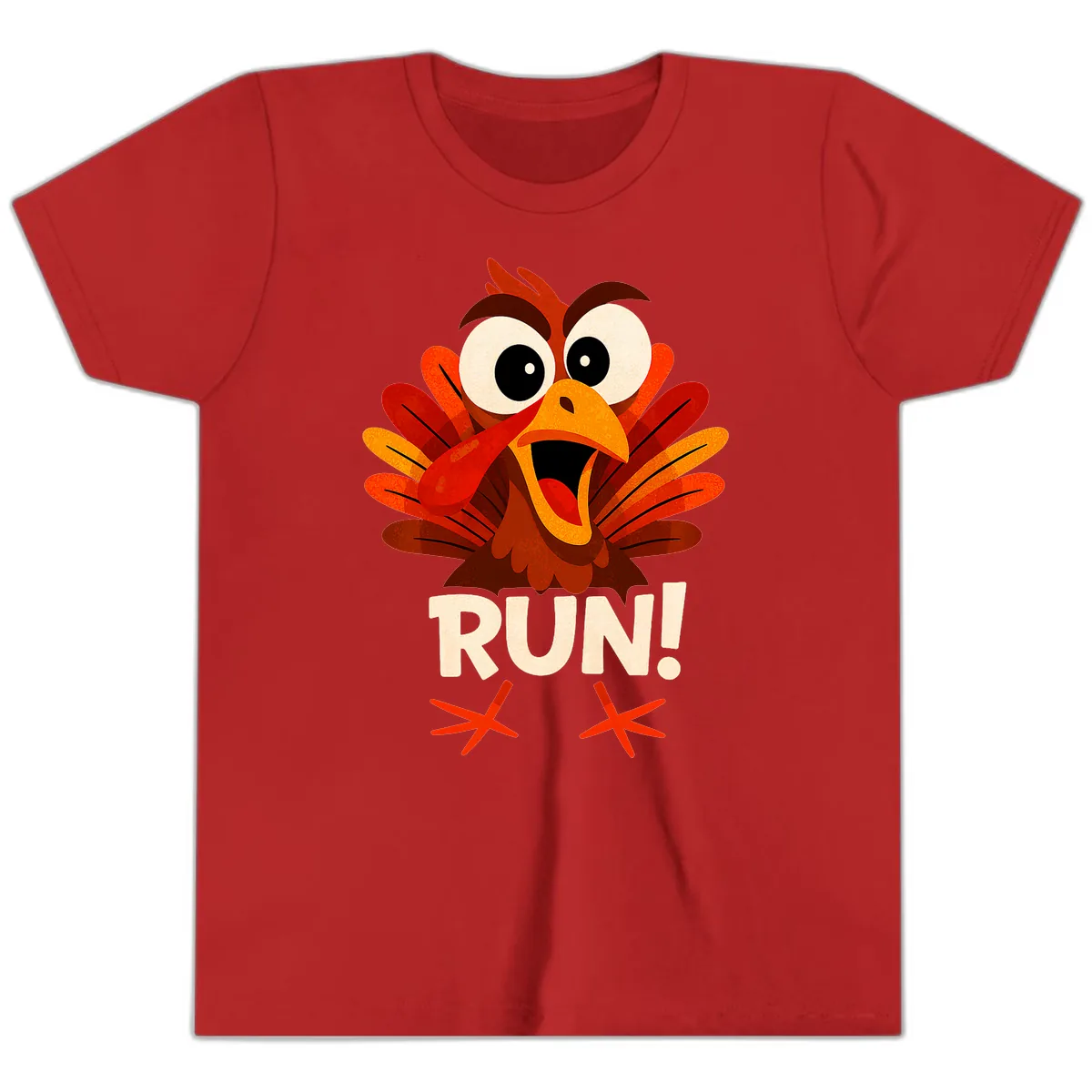 Funny Turkey Run For Your Life Youth T-Shirt in Red